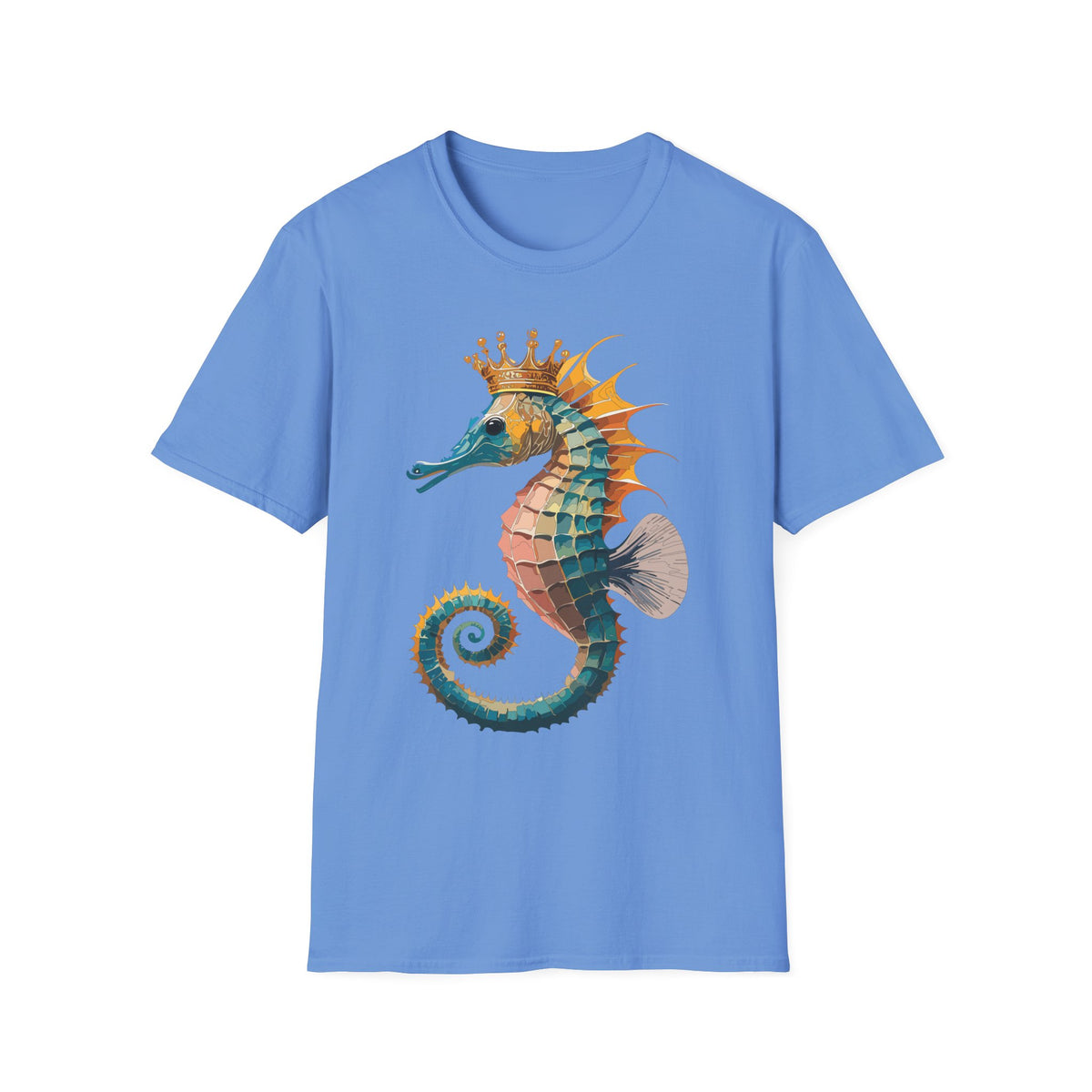 Crowned Seahorse T-Shirt | Colorful King Seahorse Illustration Tee