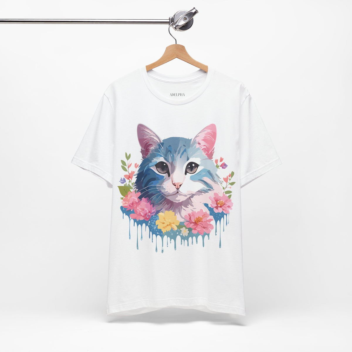 Cat Graphic Unisex Cotton Bella+Canvas Tee with Art Animal Design e105