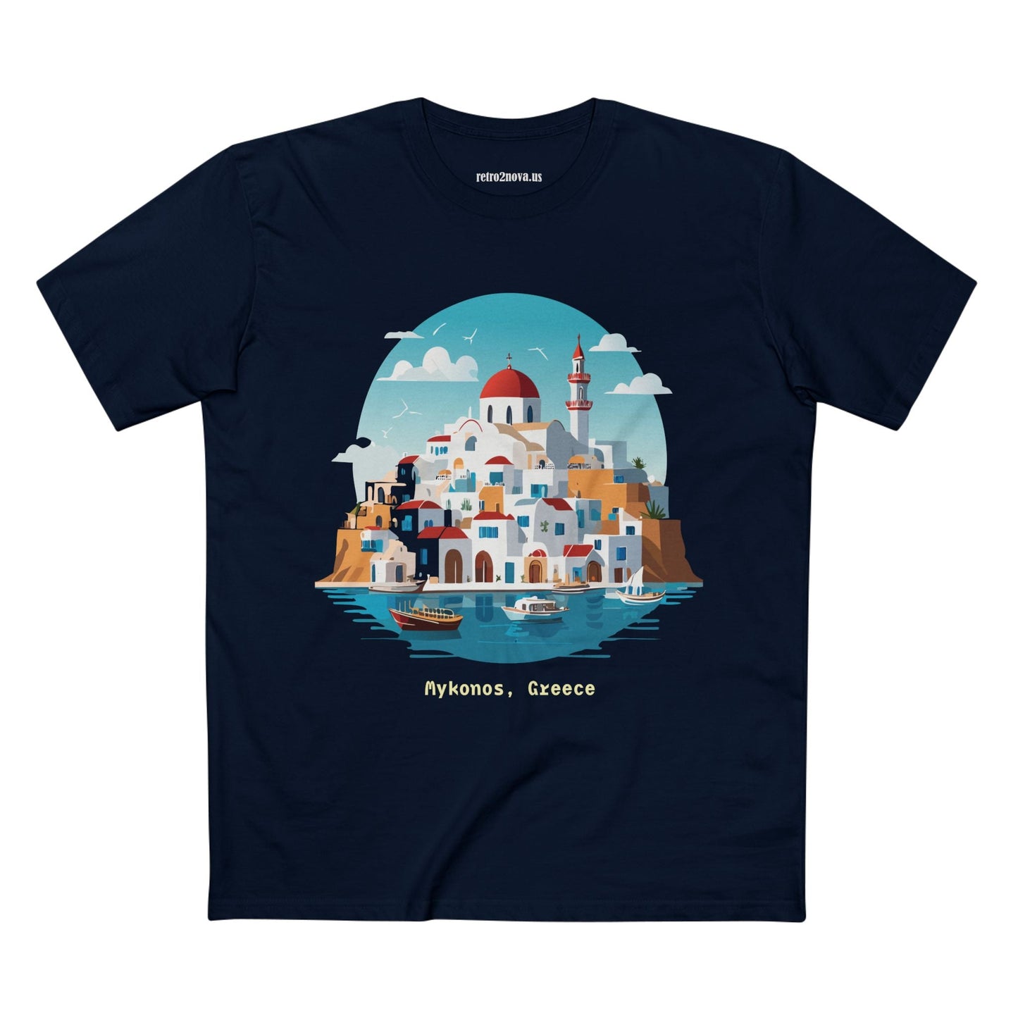 Greece Travel Shirt Unisex Premium Cotton Tee With Original Art Design Retro2Nova TT41