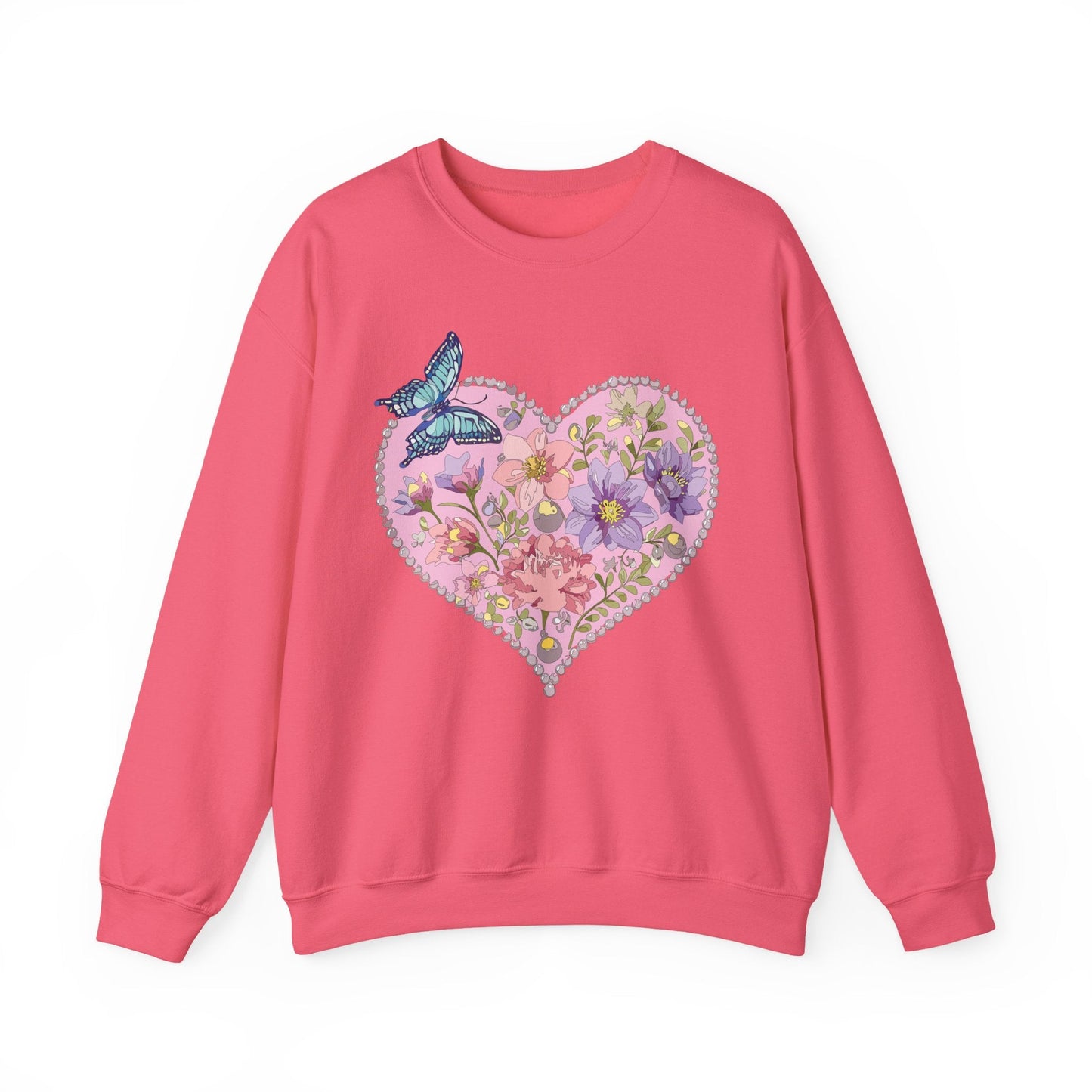 Floral Heart Sweatshirt Valentines Day Unisex Crewneck Cozy Comfort For Cold Weather