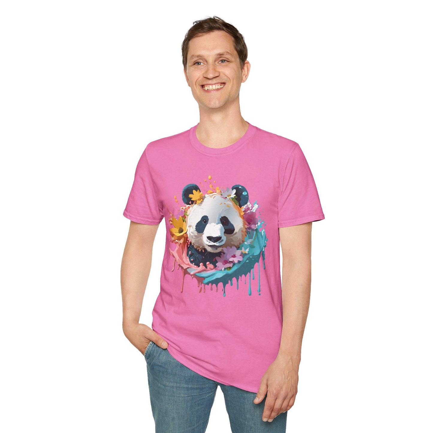 Unisex Panda Shirt Softstyle Tee 100 Percent Ring Spun Cotton Casual Animal Print