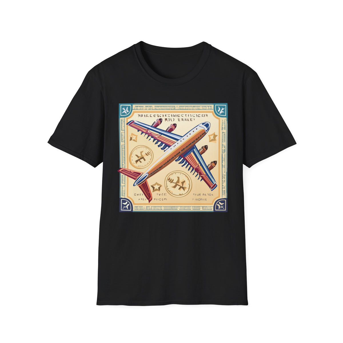 Aviator Vintage Plane T-Shirt — Retro Travel Aircraft Design Travel Post Graphic Design Unisex 100 Cotton Gildan T-Shirt