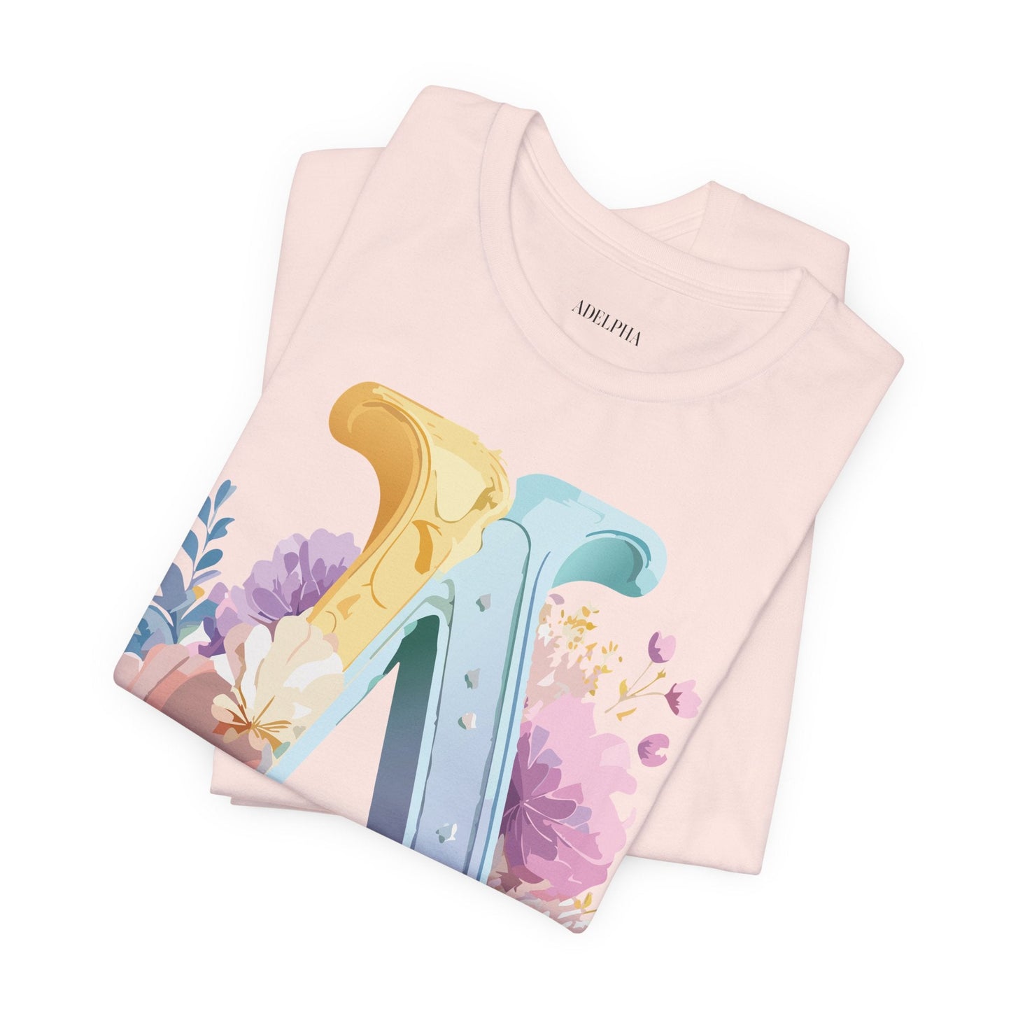 Letter A Graphic Tee Unisex Short Sleeve Shirt Vintage Inspired Artwork By Adelpha