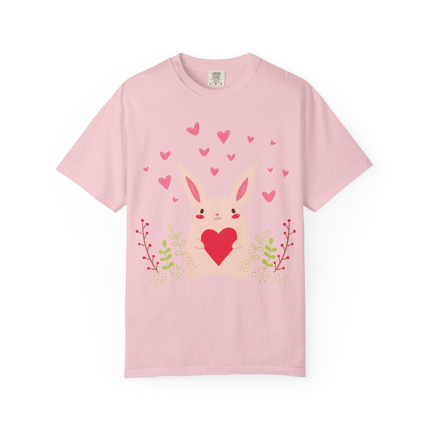 Easter Bunny Heart T-Shirt, Tee Shirt with Easter Signature, T Shirt with Easter Prints, Tee Shirt with Easter Design