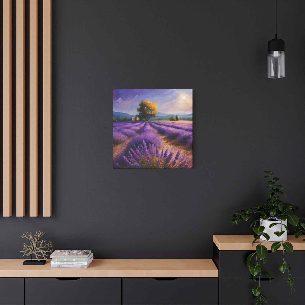 Lavender Landscape Print Canvas, Landscape Oil Paint Print 20x20, 24x24, 30x30, 32x32, 36x36 Art Design Print Non-Frame MC-35
