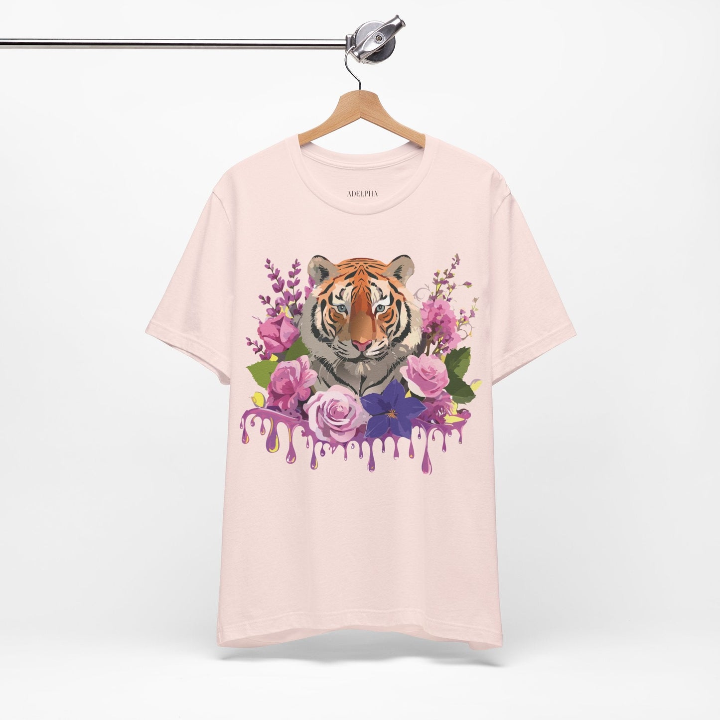 Tiger Graphic Tee Unisex Short Sleeve Vintage Inspired Art Design By Adelpha Premium