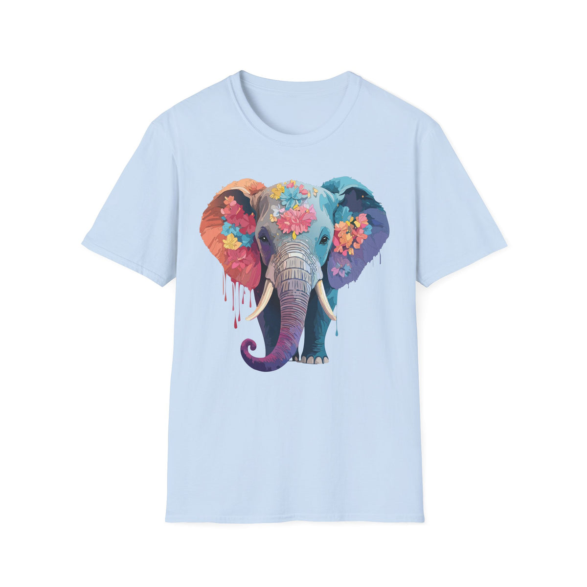 Colorful Floral Elephant T-Shirt | Watercolor Elephant Tee