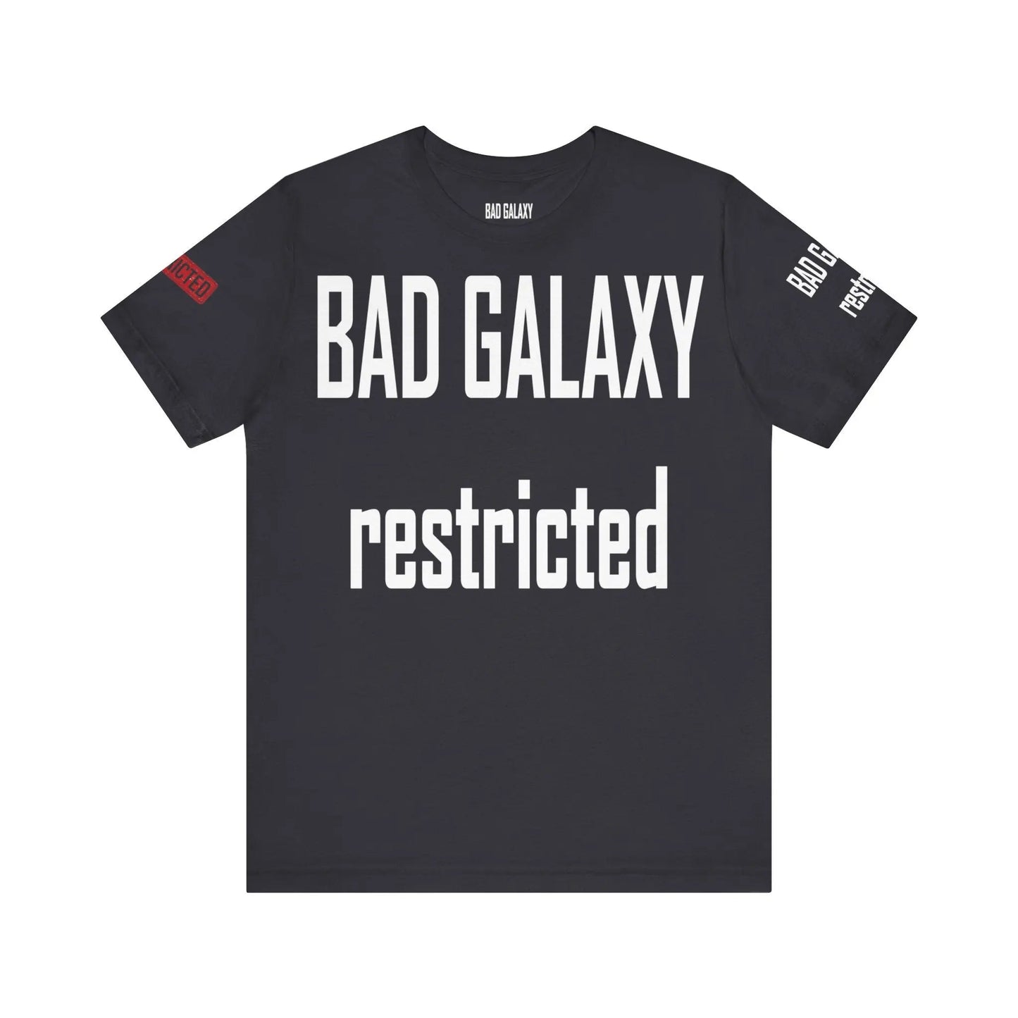 Bad Galaxy Tee Shirt With Red Stamp Made To Order Lightweight 100 Percent Cotton Free Shipping