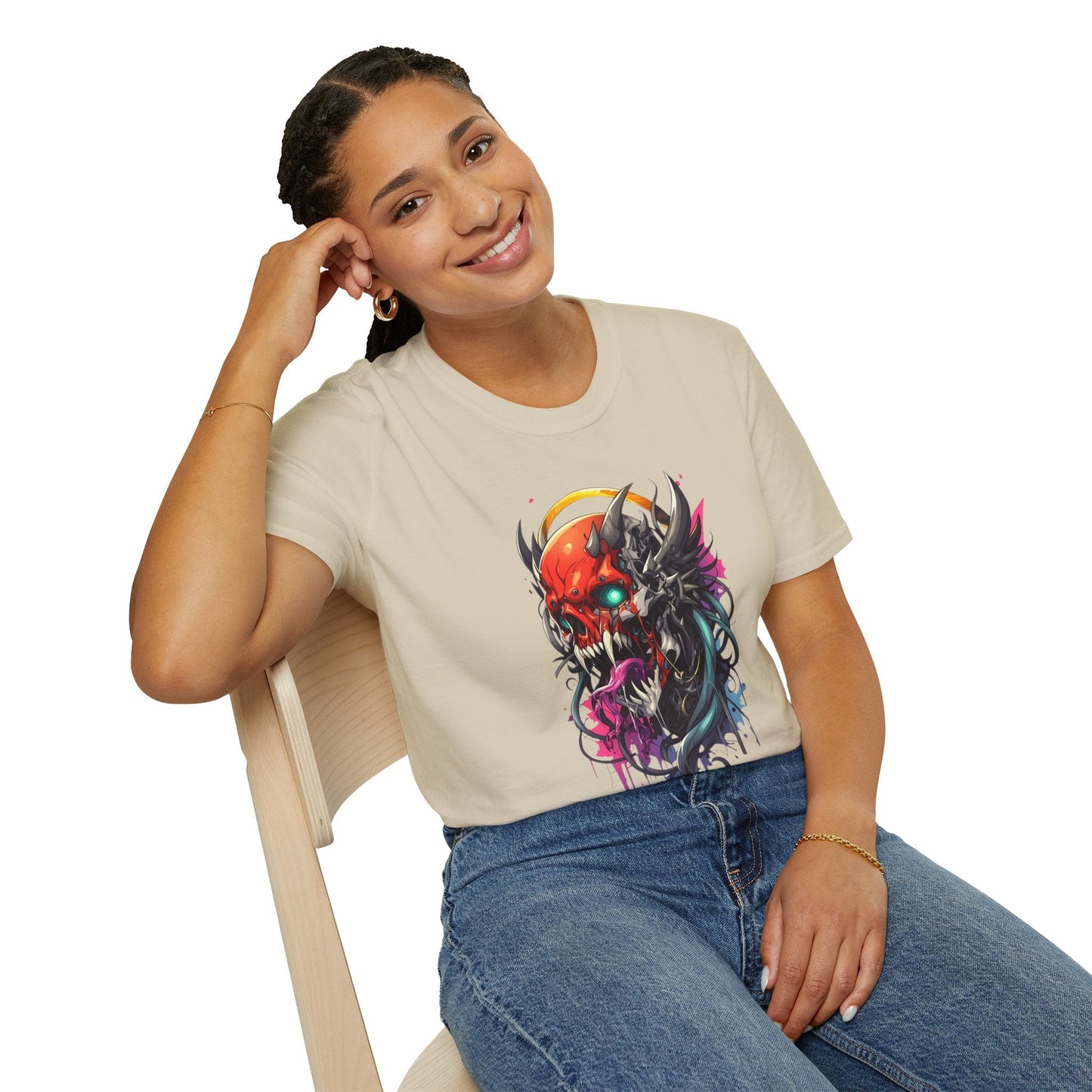 Skull Tee Shirt Unisex Skeleton Art Design Gildan Softstyle 64000 100 Percent Ring Spun Cotton