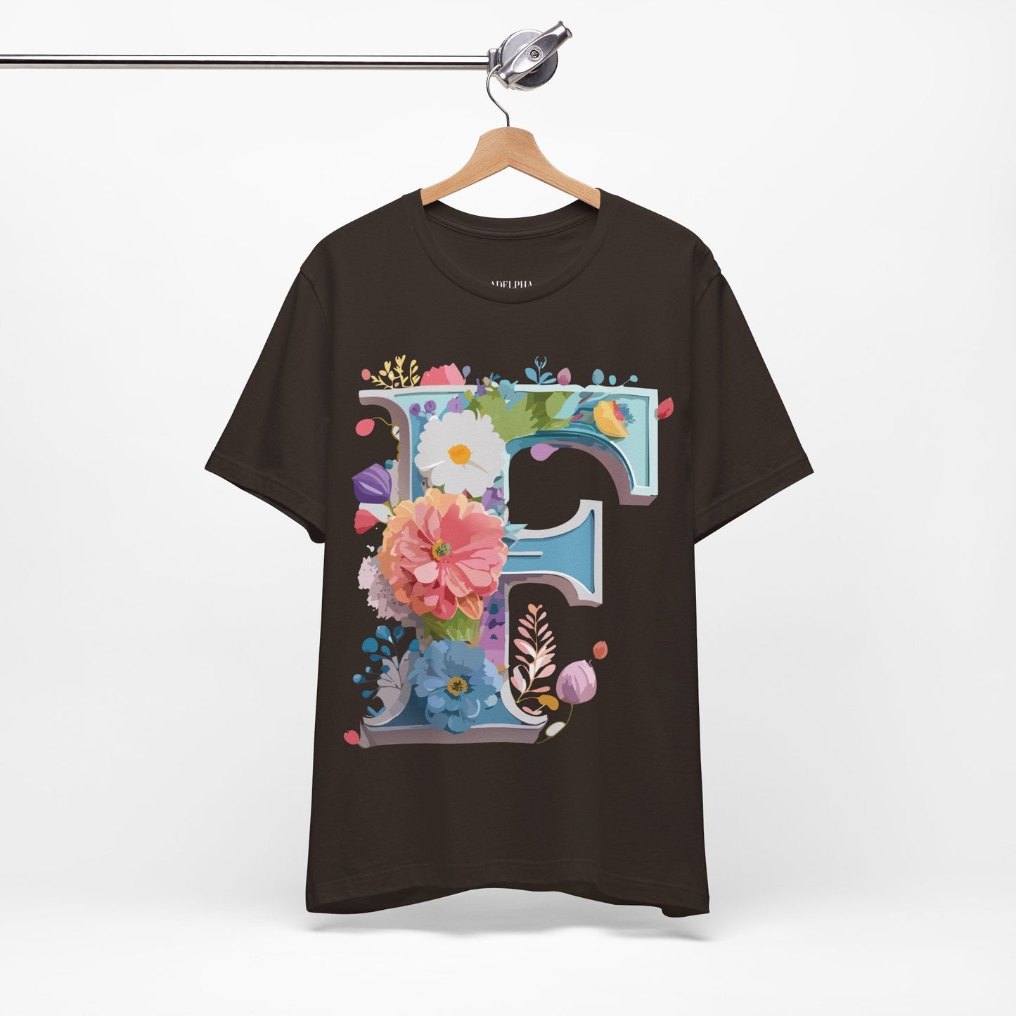 Letter F Shirt Graphic Tee Unisex Adelpha Vintage Inspired Art Design Short Sleeve