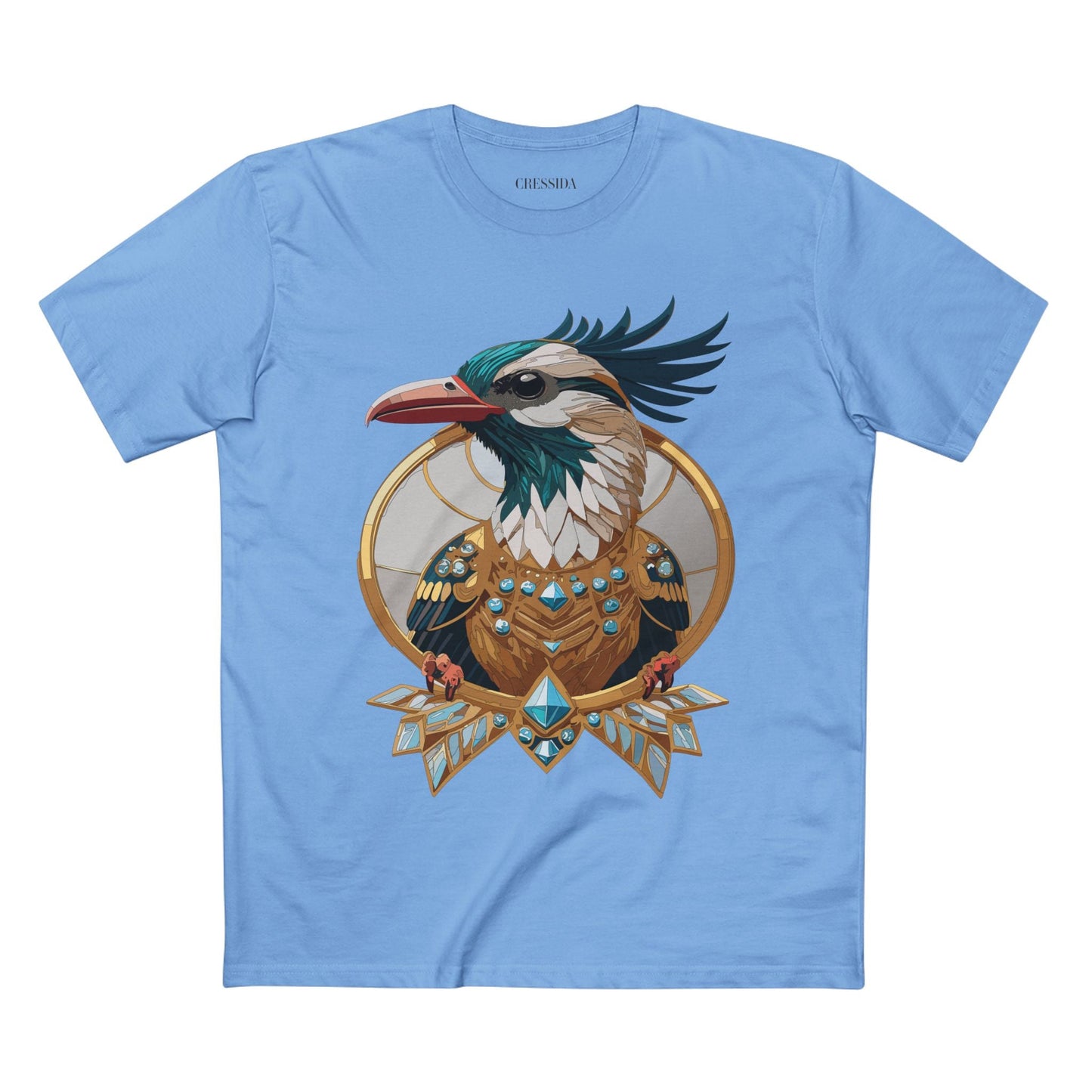 Bird Graphic Unisex 100 Cotton Tee With Unique Animal Golden Medallion Art Design 19