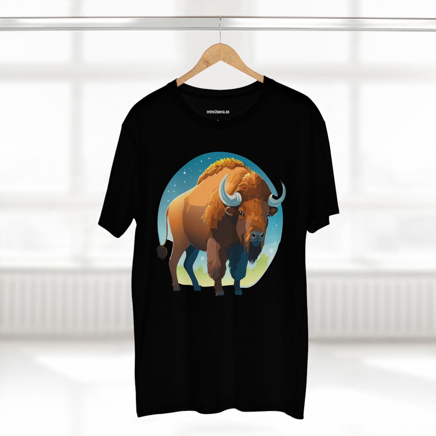 Unisex Premium Cotton Tee With Original Bison Art Design From Retro2Nova Art Collection Soft Breathable Everyday Comfort