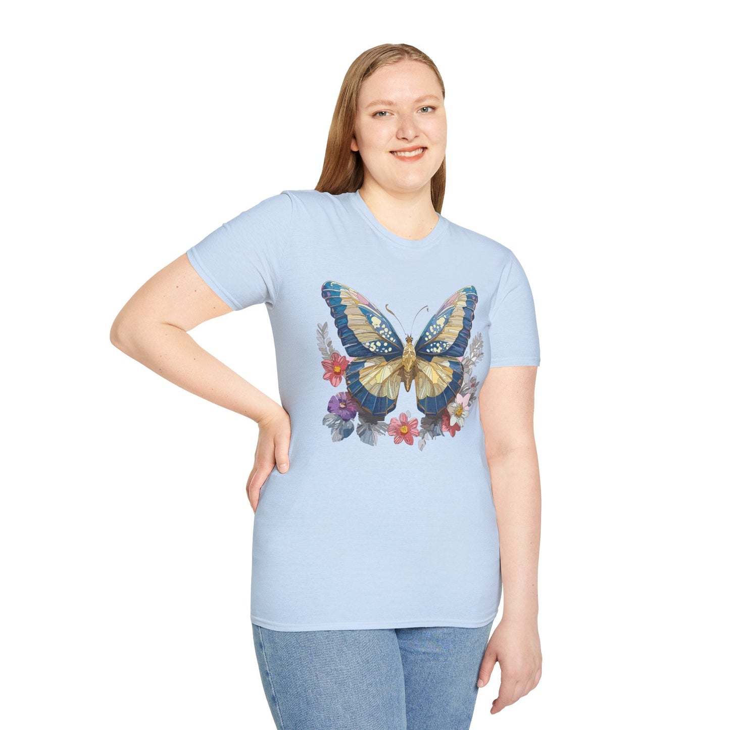 Butterfly Unisex Short Sleeve Tee Shirt Gildan Softstyle 64000 Monarch Design Graphic Tee