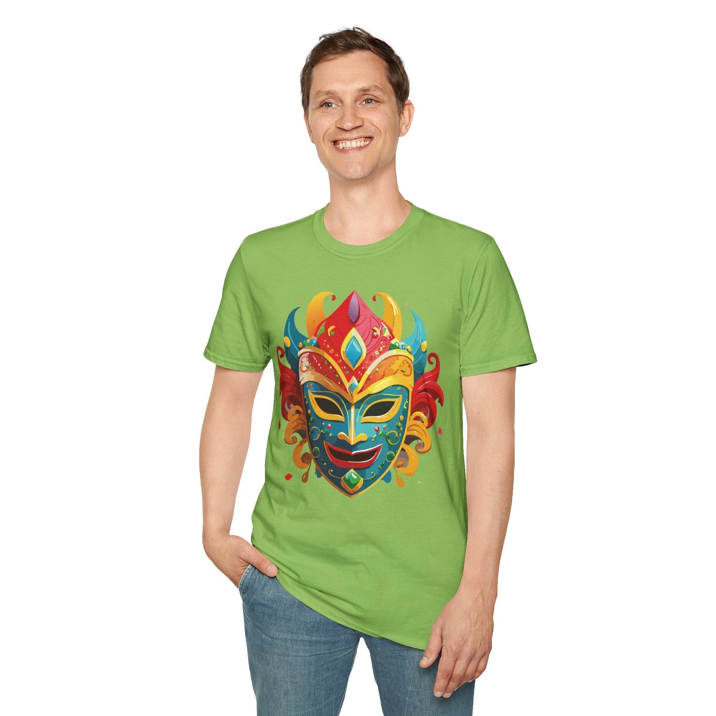 Unisex Mask Tee Shirt Gildan Softstyle 64000 Ring Spun Cotton Breathable Masquerade Design