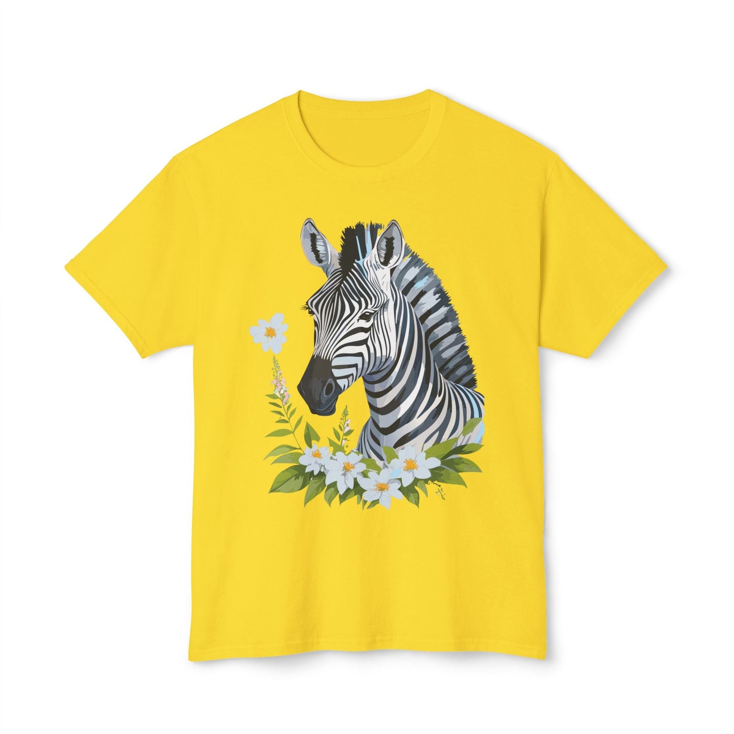 Unisex Zebra Art Print T Shirt 100% Cotton Vintage Floral Tee Made in USA Premium Graphic Tee