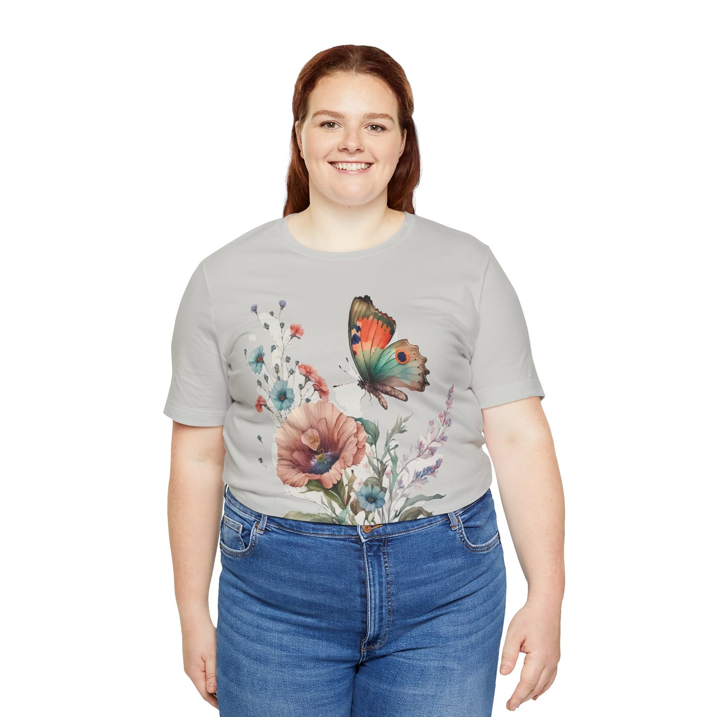 Cotton Tee Shirt with Butterfly Prints