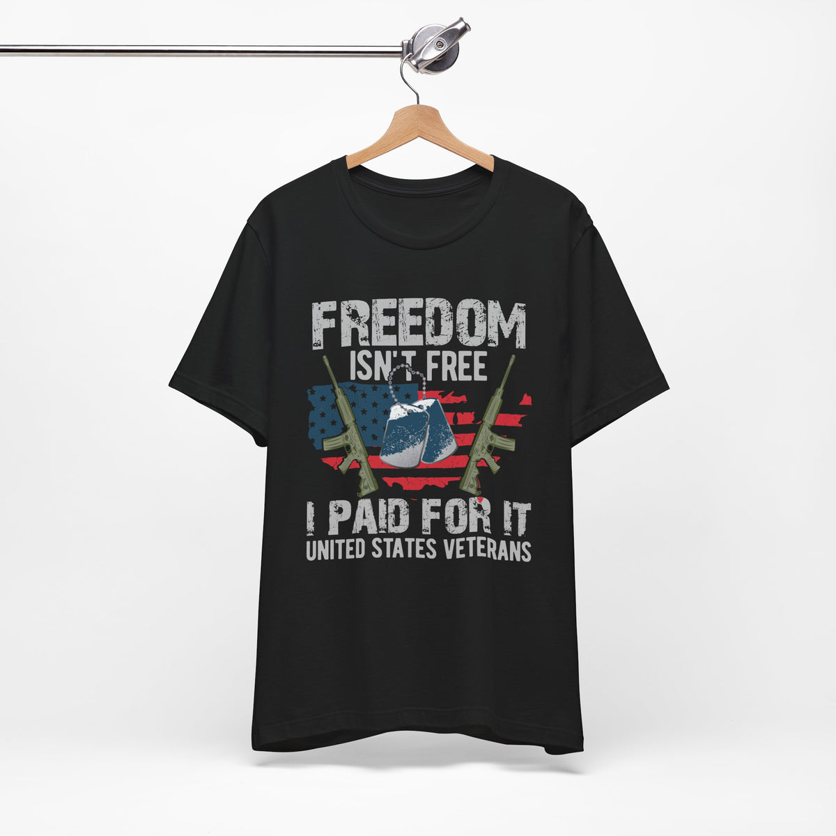 Freedom Isn't Free Paid For It Veterans T-Shirt American Flag Military Helmet Unisex Cotton v20