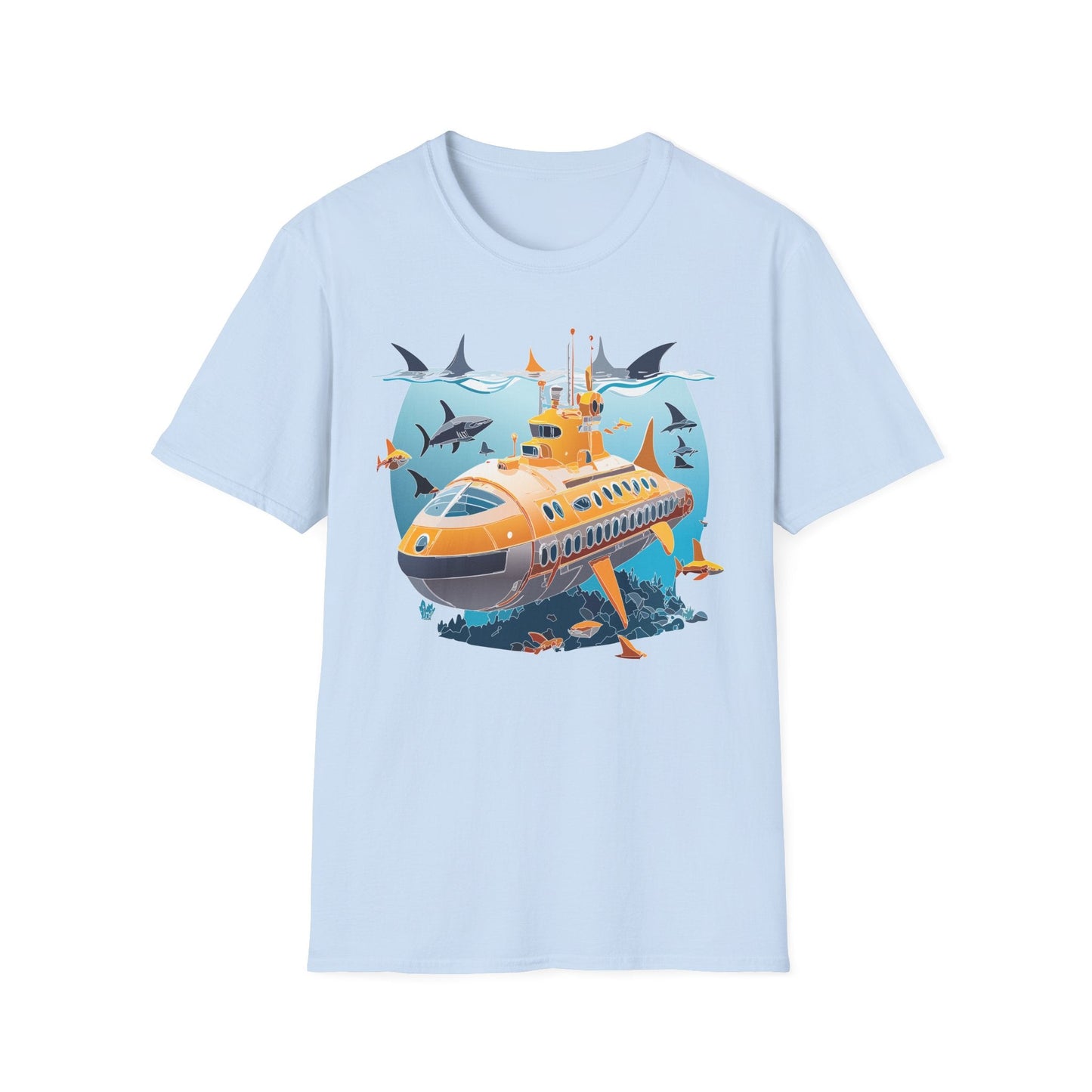 Ocean Themed Unisex Gildan Softstyle 64000 Short Sleeve T Shirt With Ocean Art Design