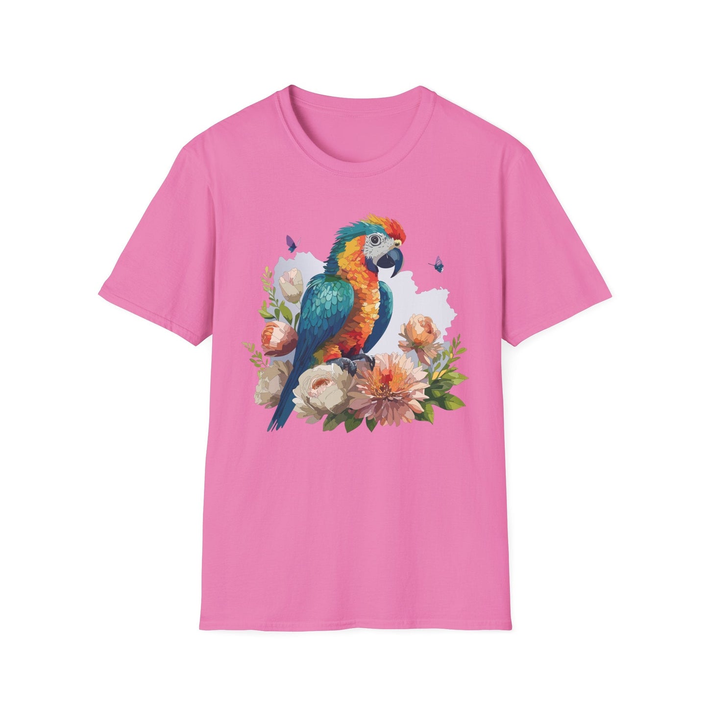 Bird T Shirt Floral Bird Print Unisex Softstyle Cotton Tee Animal Graphic Tee For Everyday Wear
