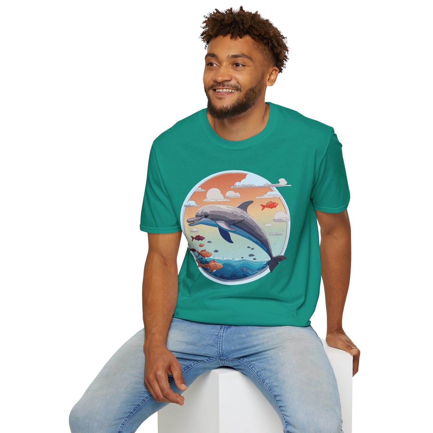 Dolphin Shirt Unisex Gildan Softstyle Cotton Tee For Men Women Dolphin Fish Animal Shirt