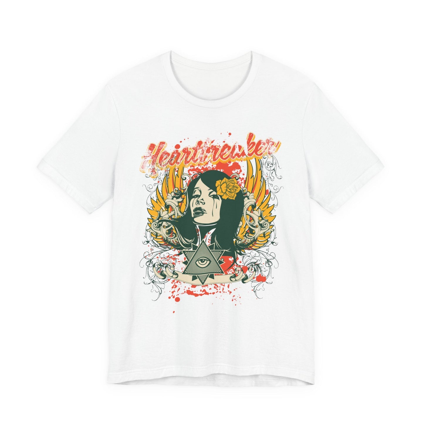 Heartbreaker Illustration Tee Retro Femme Portrait Floral Skull Graphic T-Shirt