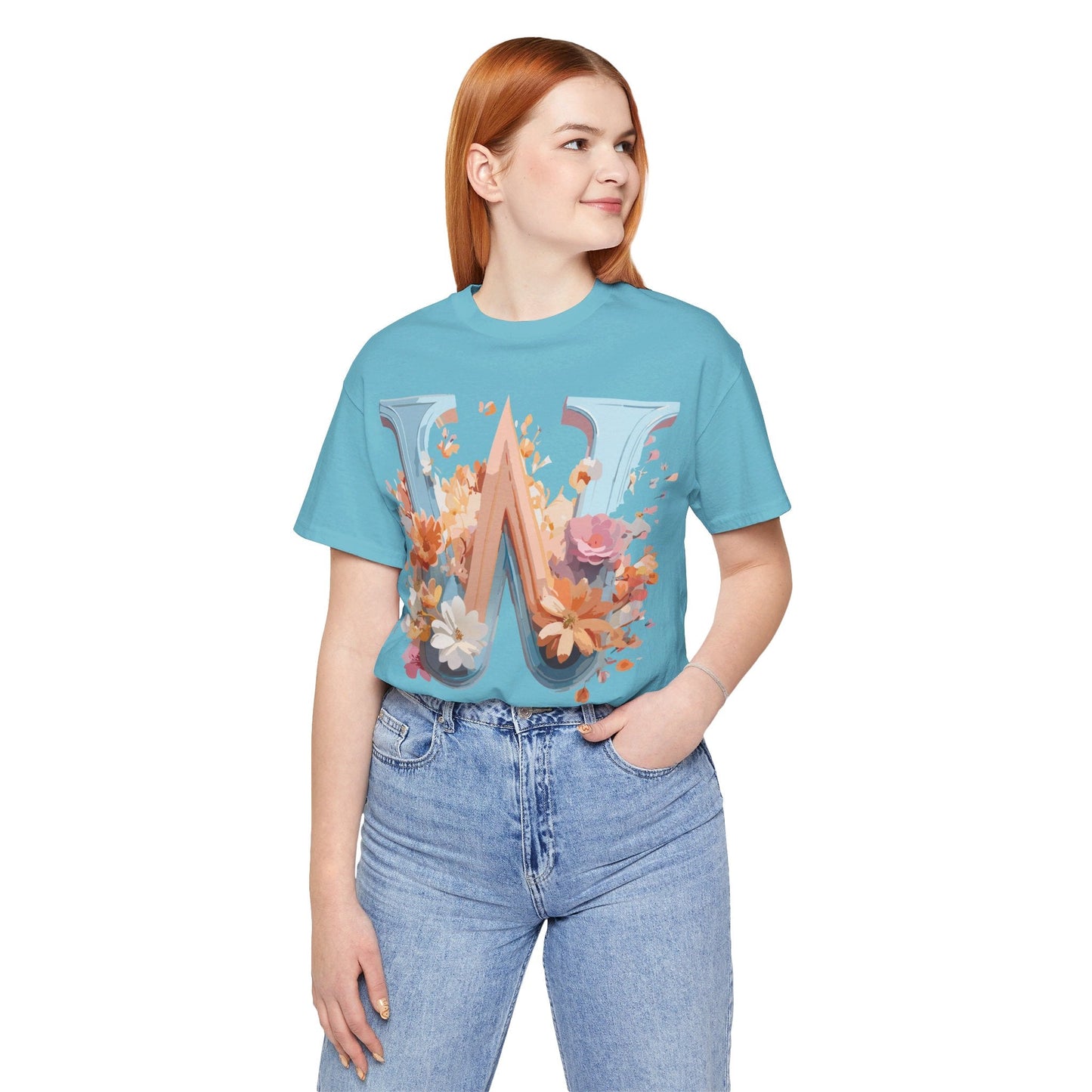Letter W Shirt Unisex Graphic Tee Vintage Inspired Adelpha Art Design Short Sleeve