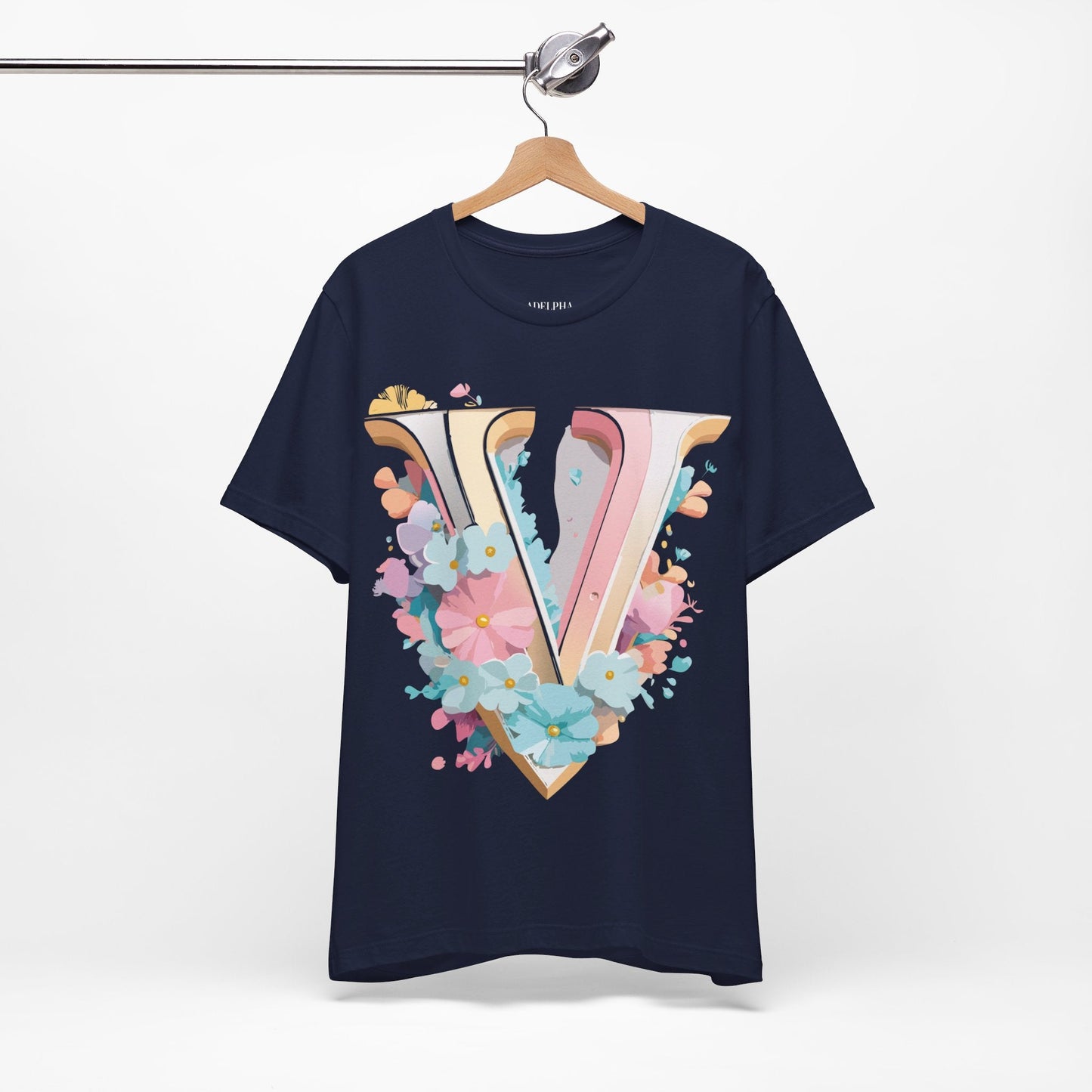 Letter V Graphic Tee Unisex Jersey Short Sleeve Vintage Inspired Art Design