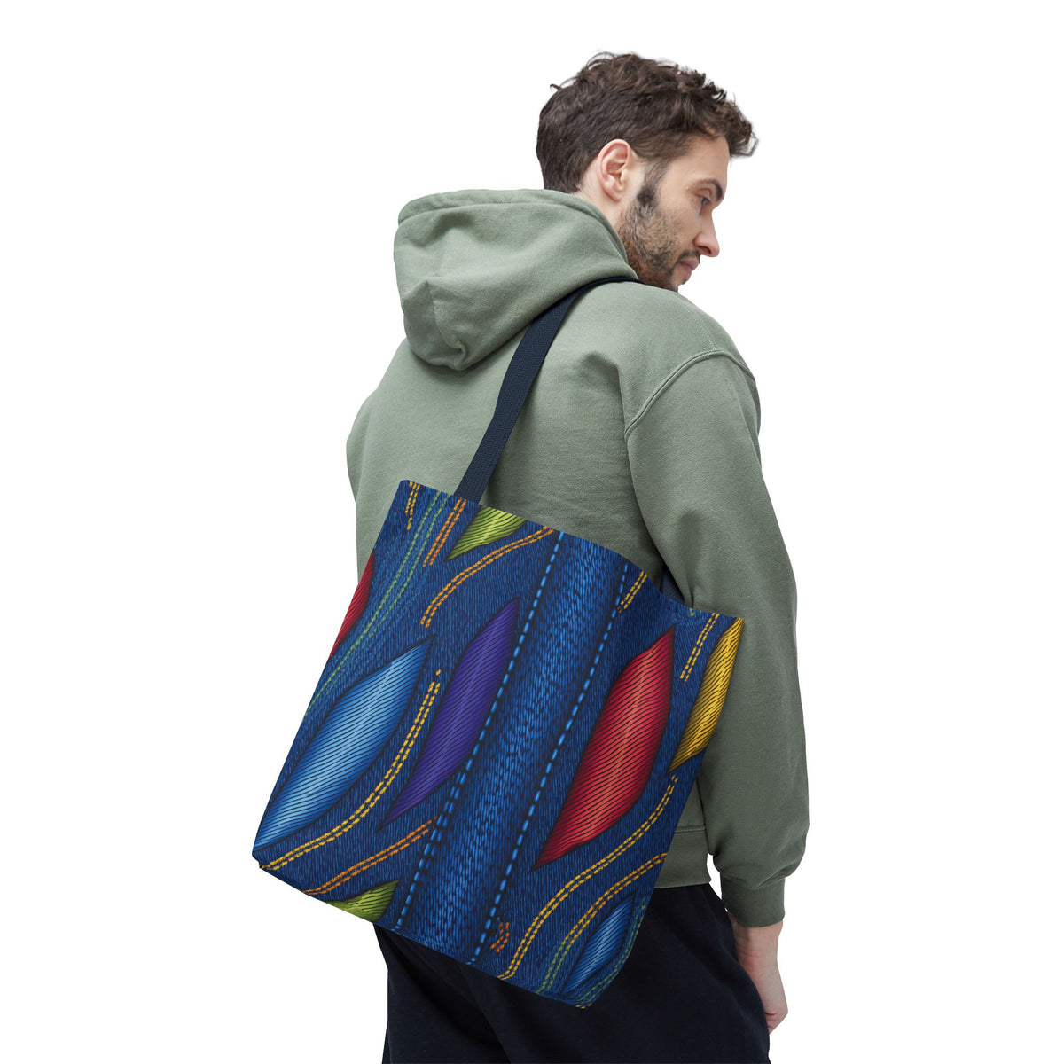 Denim Fabric Imitation Print Unisex Canvas Bag Poly Spun 3 Sizes Tote Bag 137