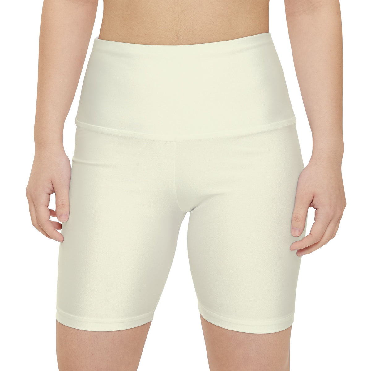 Shell Beige Women's High-Waist Workout Shorts — Solid Light Sage Biker Shorts for Yoga & Training