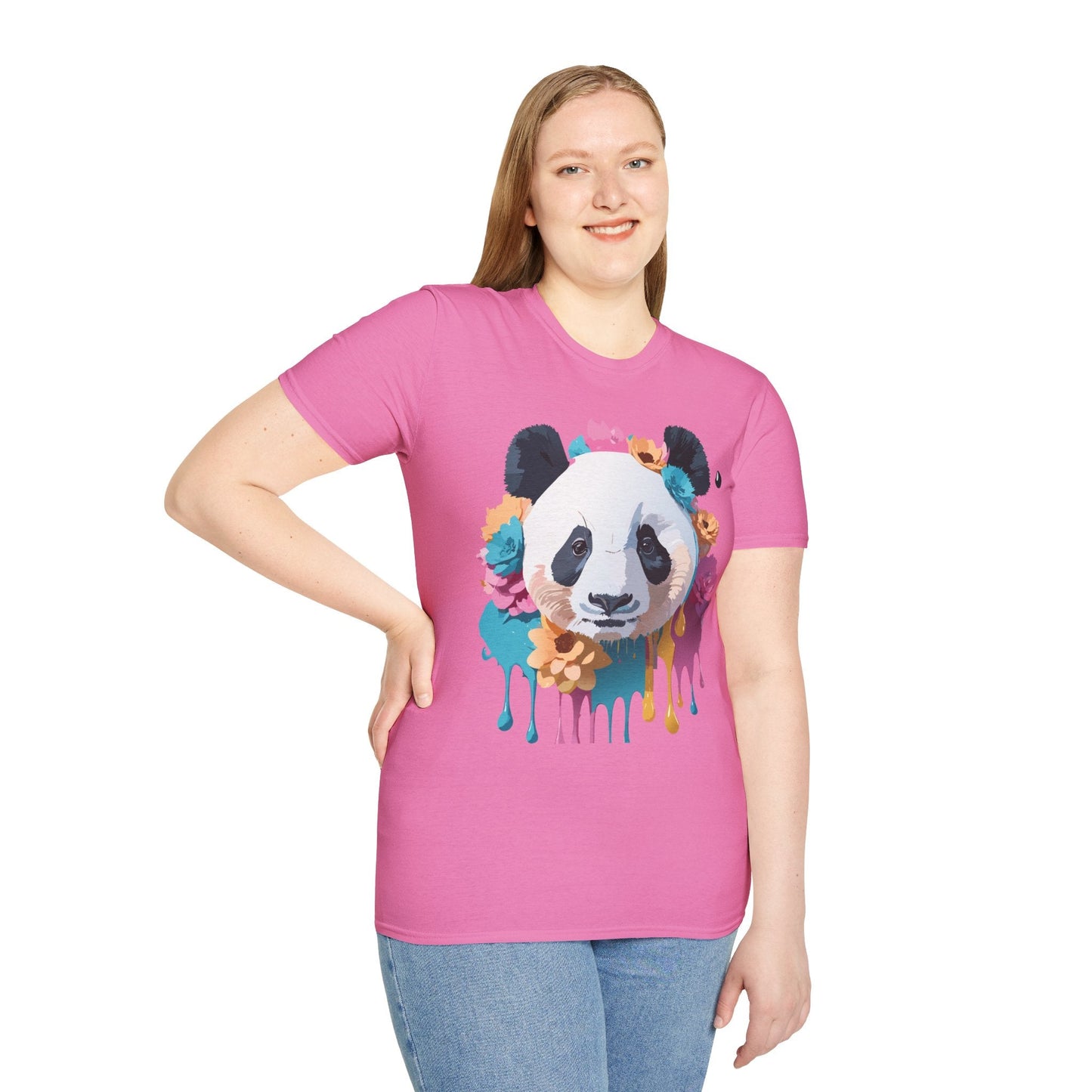 Unisex Panda Shirt Softstyle Cotton Tee For Everyday Wear With Cute Animal Print