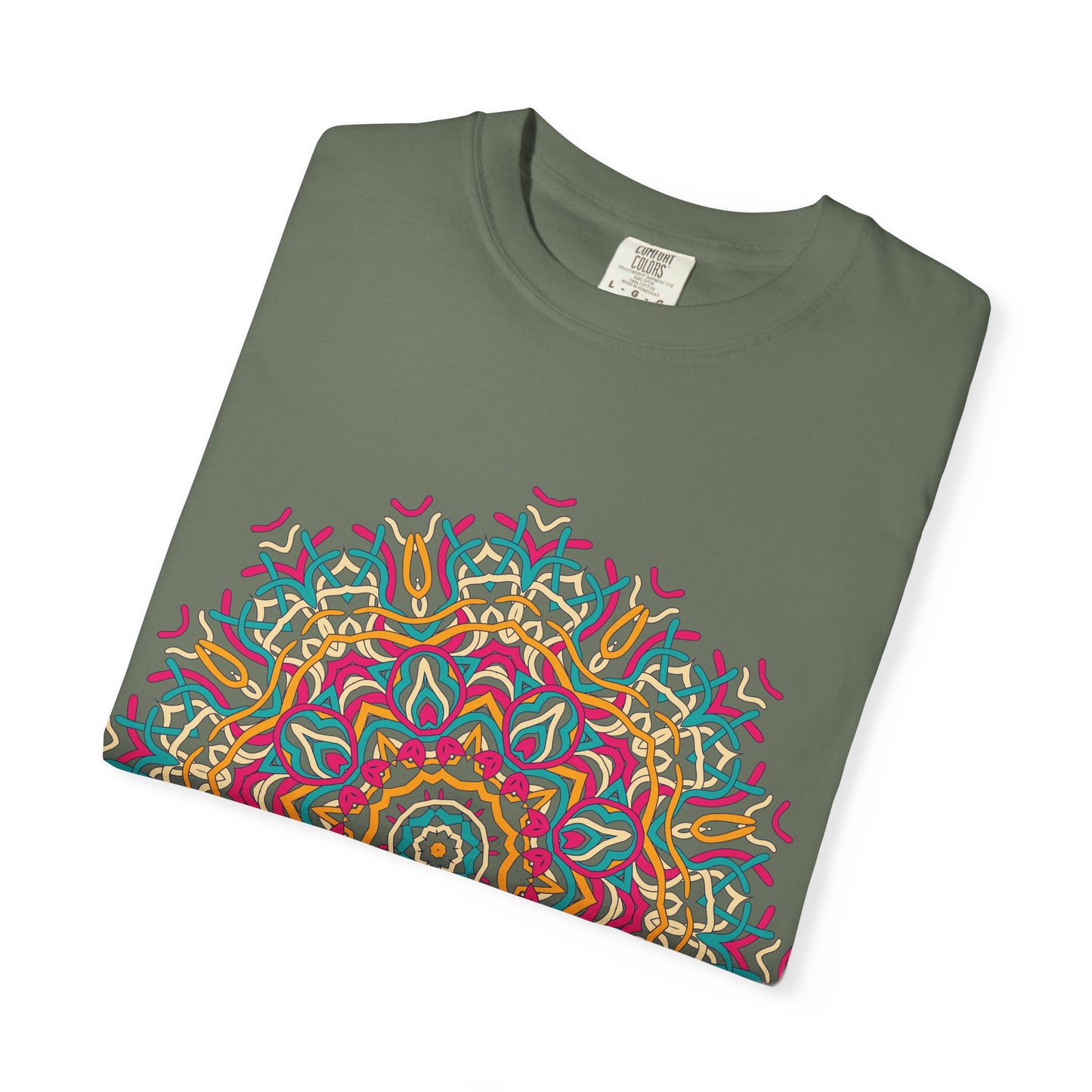 Unisex Garment Dyed Cotton T-Shirt with Mandala Graphic Design