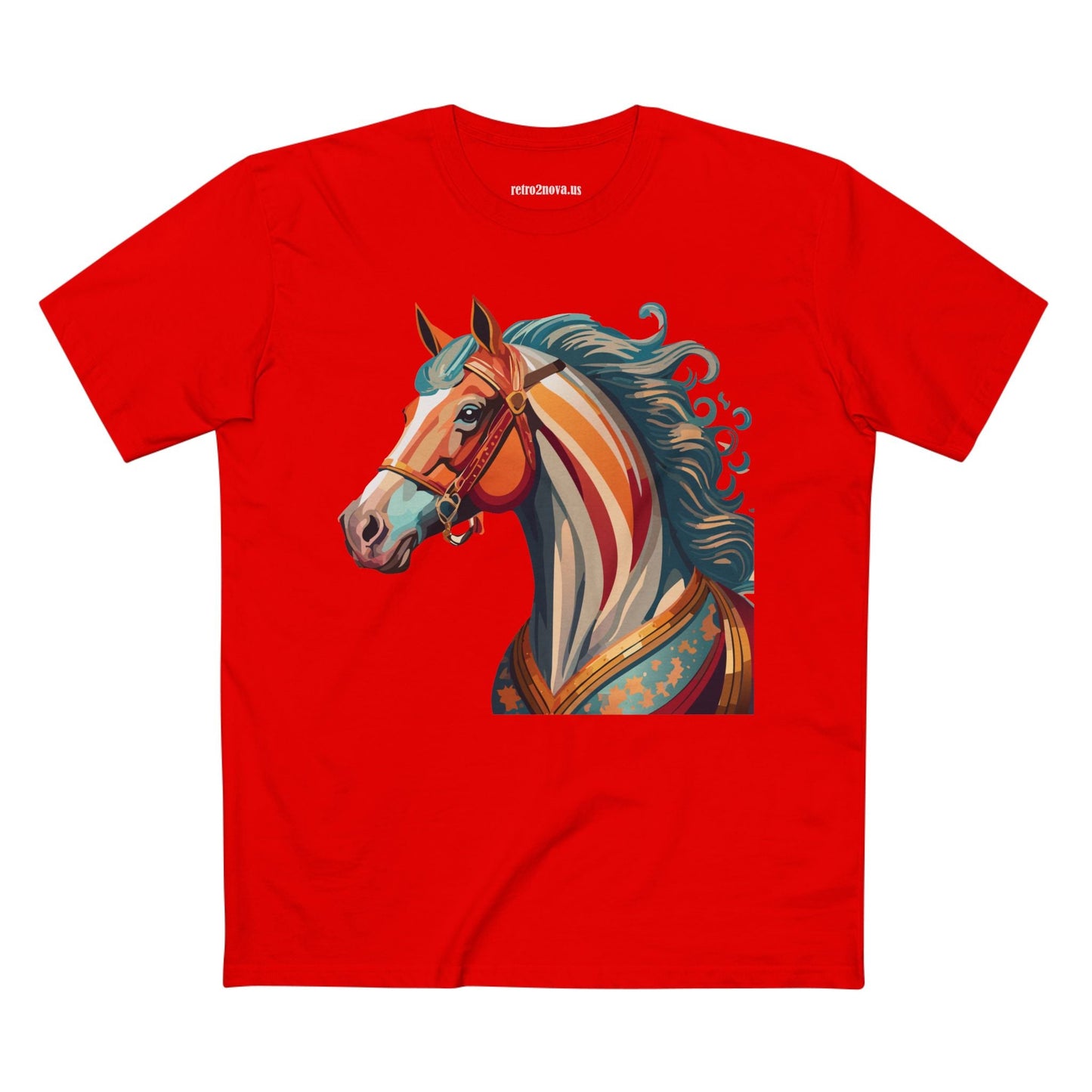 Horse Animal Shirt Unisex Premium Cotton Tee With Original Art Design From Retro2Nova Soft Breathable Art Collection