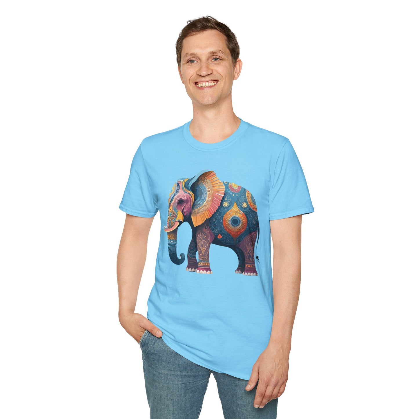 Elephant T Shirt Unisex Gildan Softstyle 64000 Tee With Animal Elephant Graphic Artwork