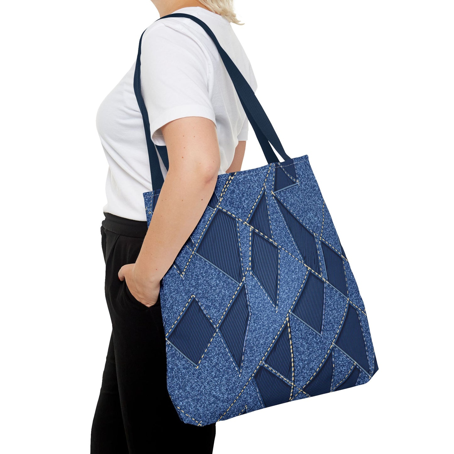 Denim Fabric Imitation Print Unisex Canvas Bag Poly Spun 3 Sizes Tote Bag 103