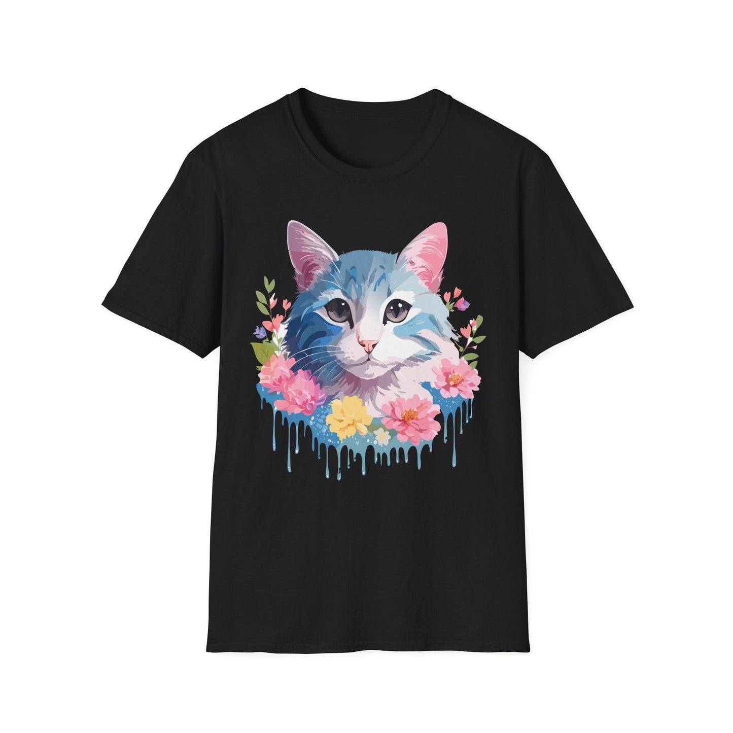 Cat Shirt Unisex Cat Tee Kitten Print Gildan Softstyle 64000