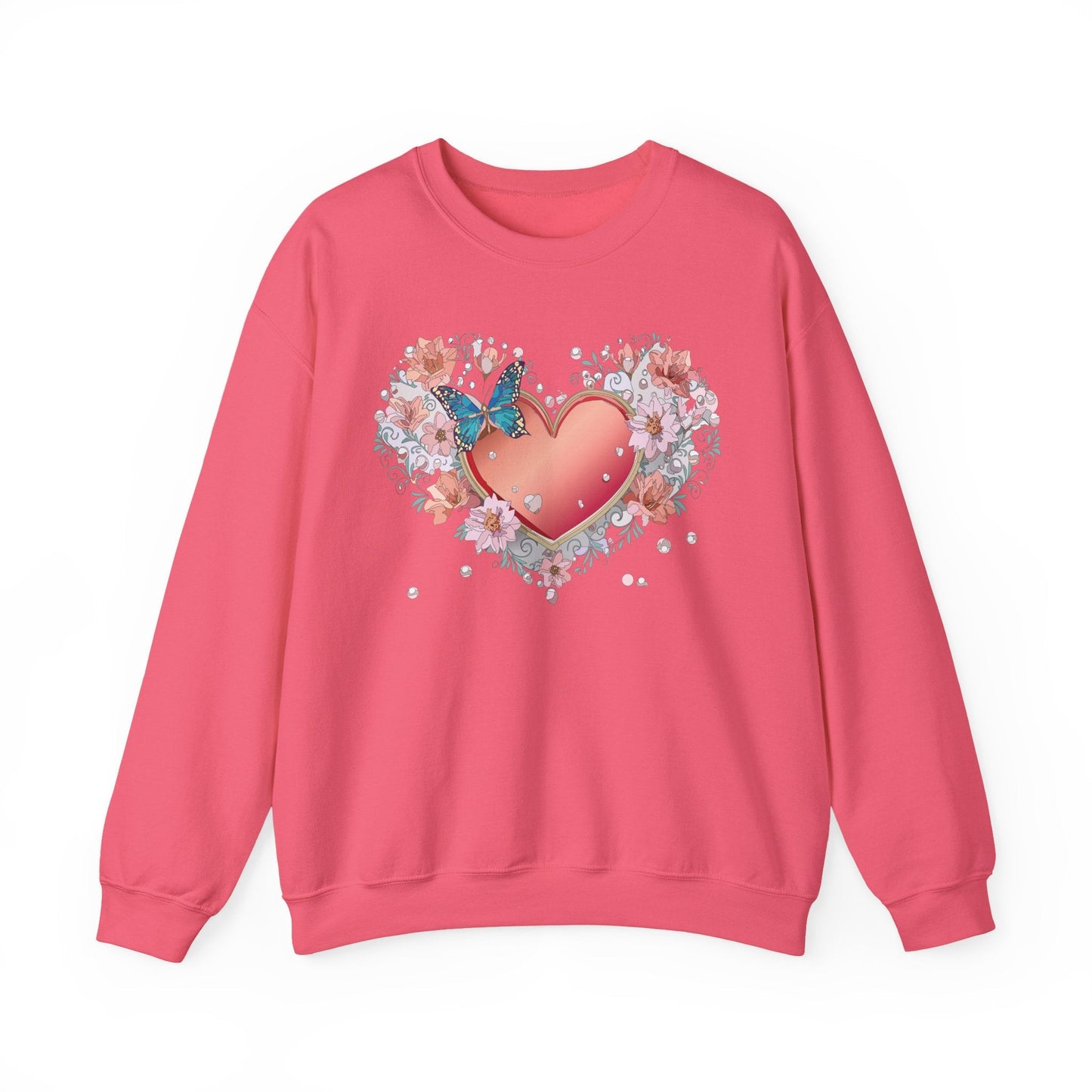 Unisex Floral Heart Sweatshirt With Love Graphic For Valentines Day Gift Cozy Winter Wear