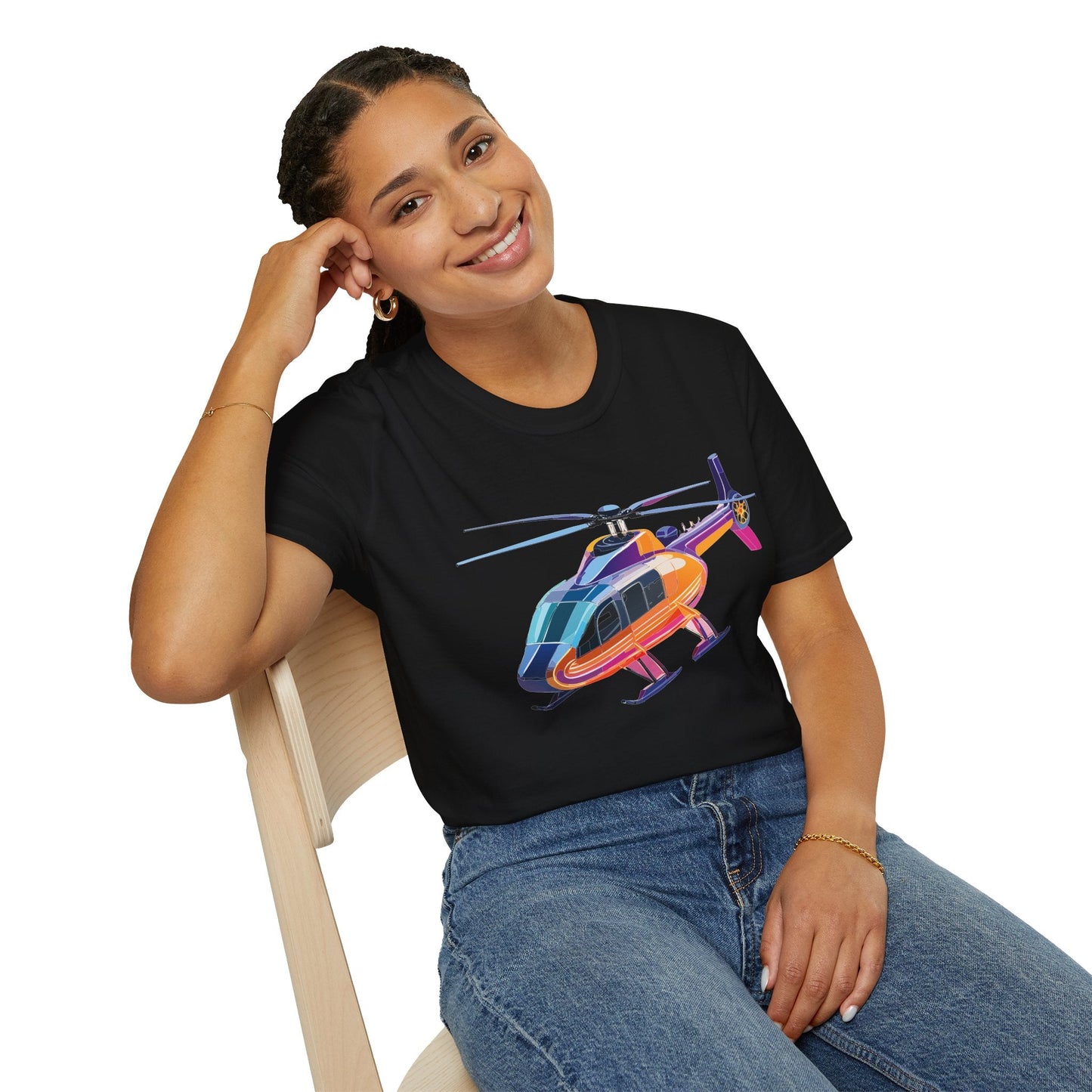 Chopper Helicopter Graphic Unisex Cotton Softstyle Short Sleeve Tee 9
