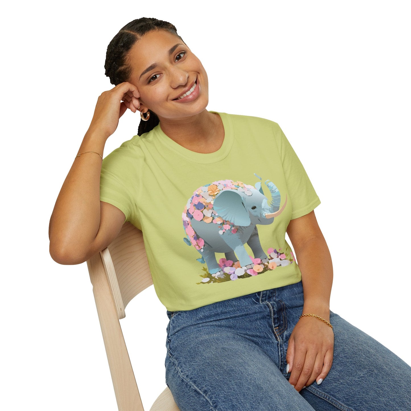 Elephant Graphic T Shirt Gildan Softstyle Unisex Cotton Tee With Elephant Print Design Artwork