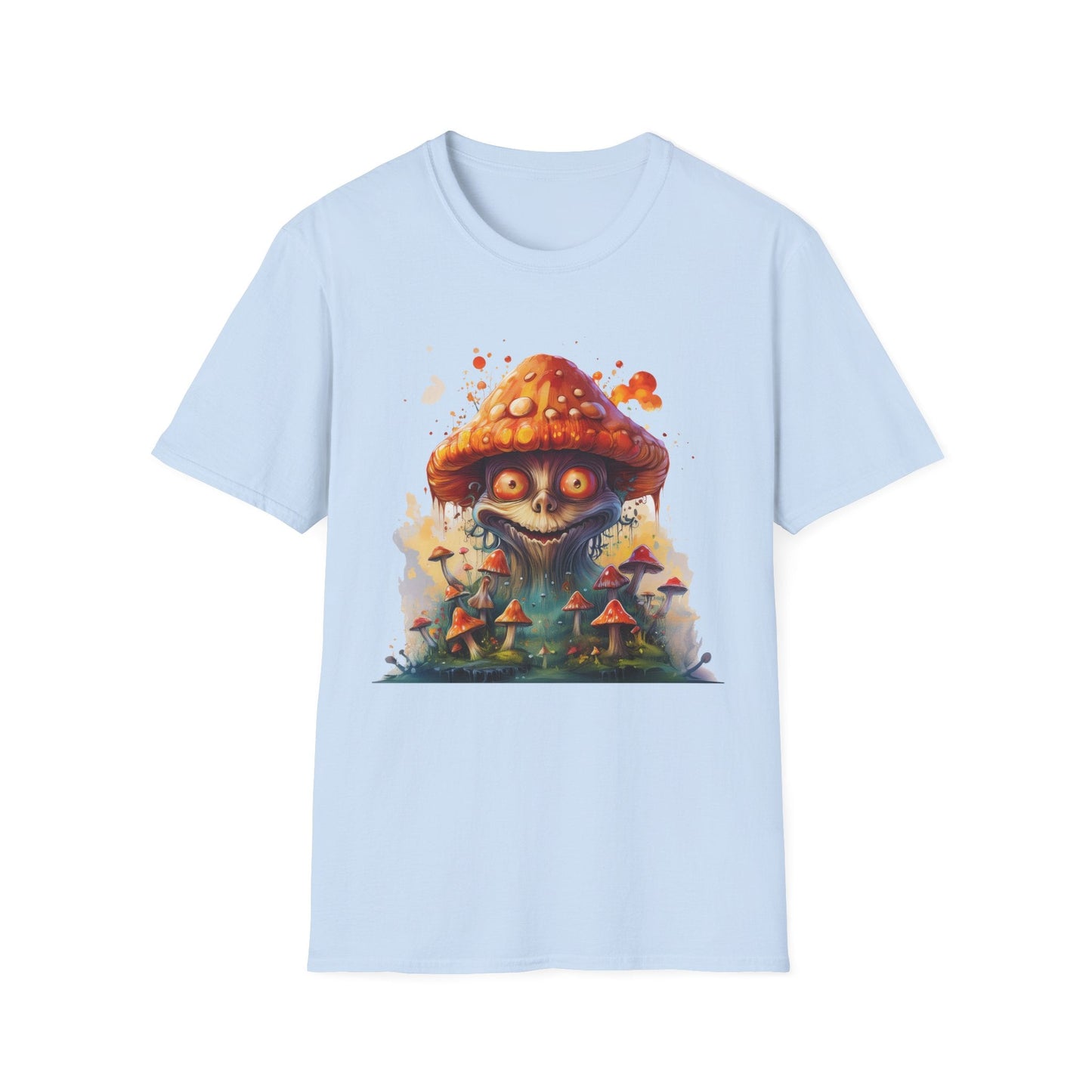 Funny Mashroom Tee Shirt Unisex Softstyle Cotton Art Design with Fungus Graphic Artwork Theme