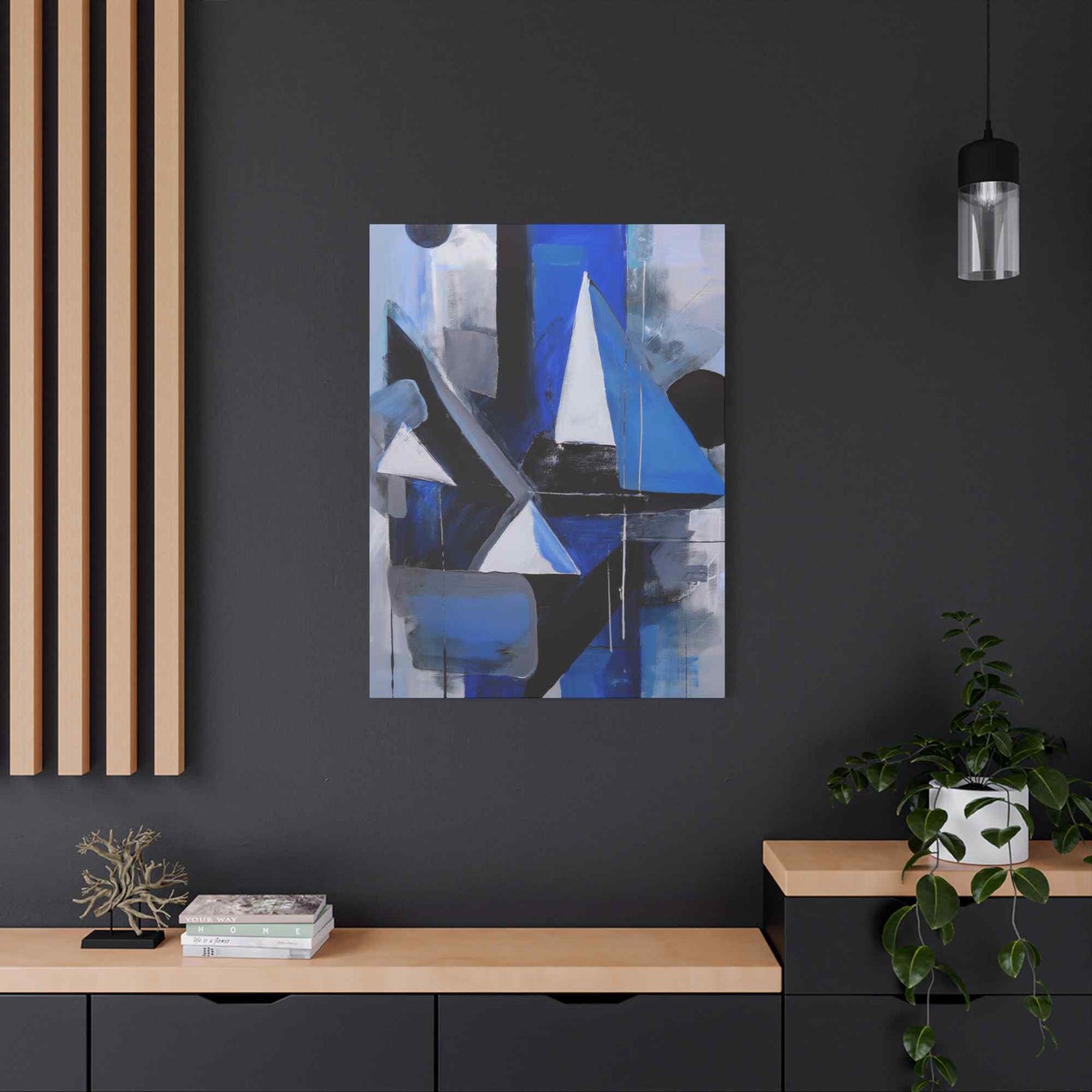 Blue Abstract Painting Print Canvas 20x24,20x30,24x30, 24x32,24x36,30x40, 32x48,36x48,40x60 Pine-Wood Inner Frame ABS-26