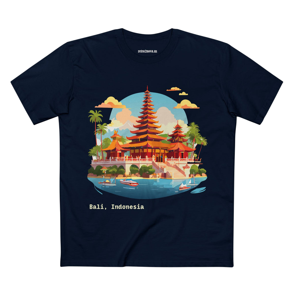Bali Temple Landscape Tee | Indonesia Pagoda Illustration