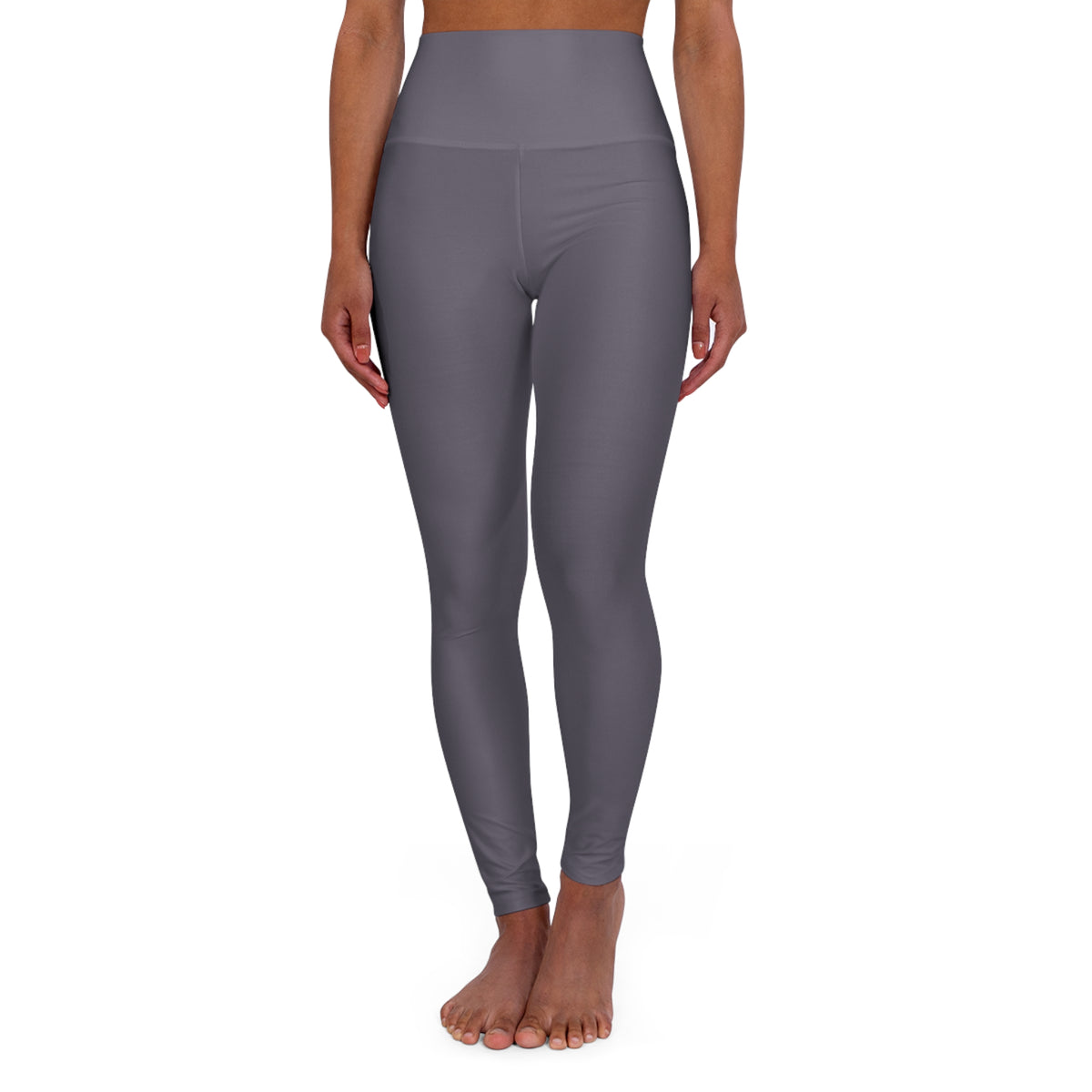 Foggy Grey Color High-Waist Yoga Leggings Women's Seamless Poly-Span Stretchy Pants XS-2XL