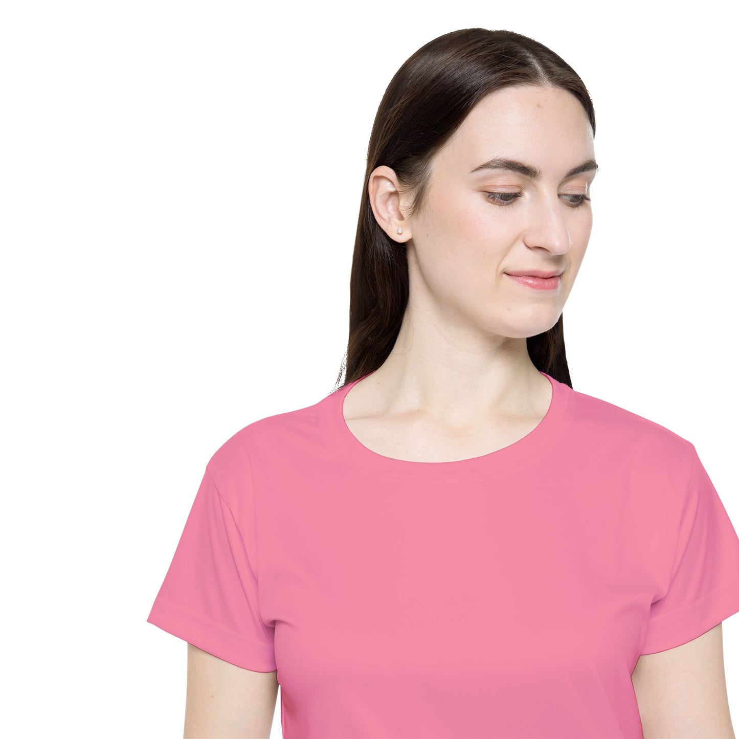 Cotton Candy Pink Women's Sports Jersey Short Sleeves 100% Poly Solid Pink Color Print Athletic Tee