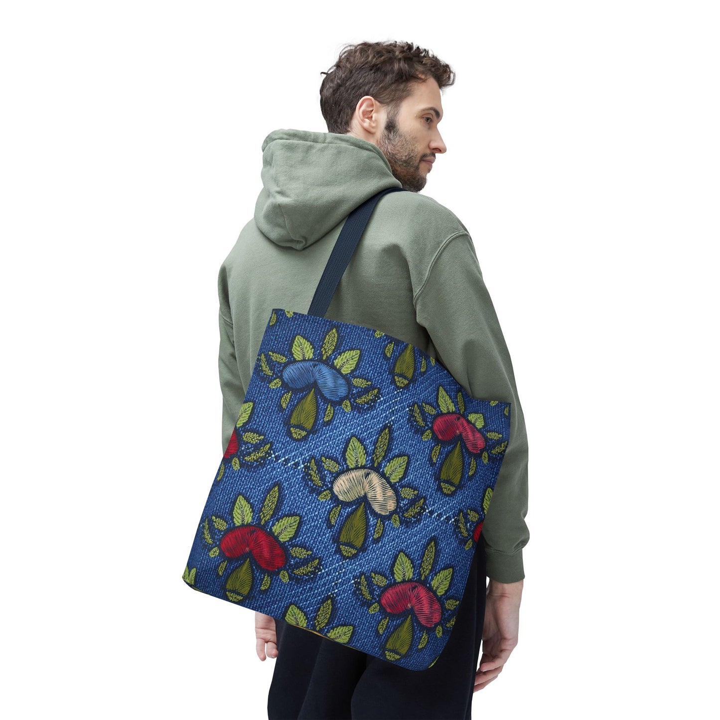 Denim Fabric Imitation Print Unisex Canvas Bag Poly Spun 3 Sizes Tote Bag 159-10
