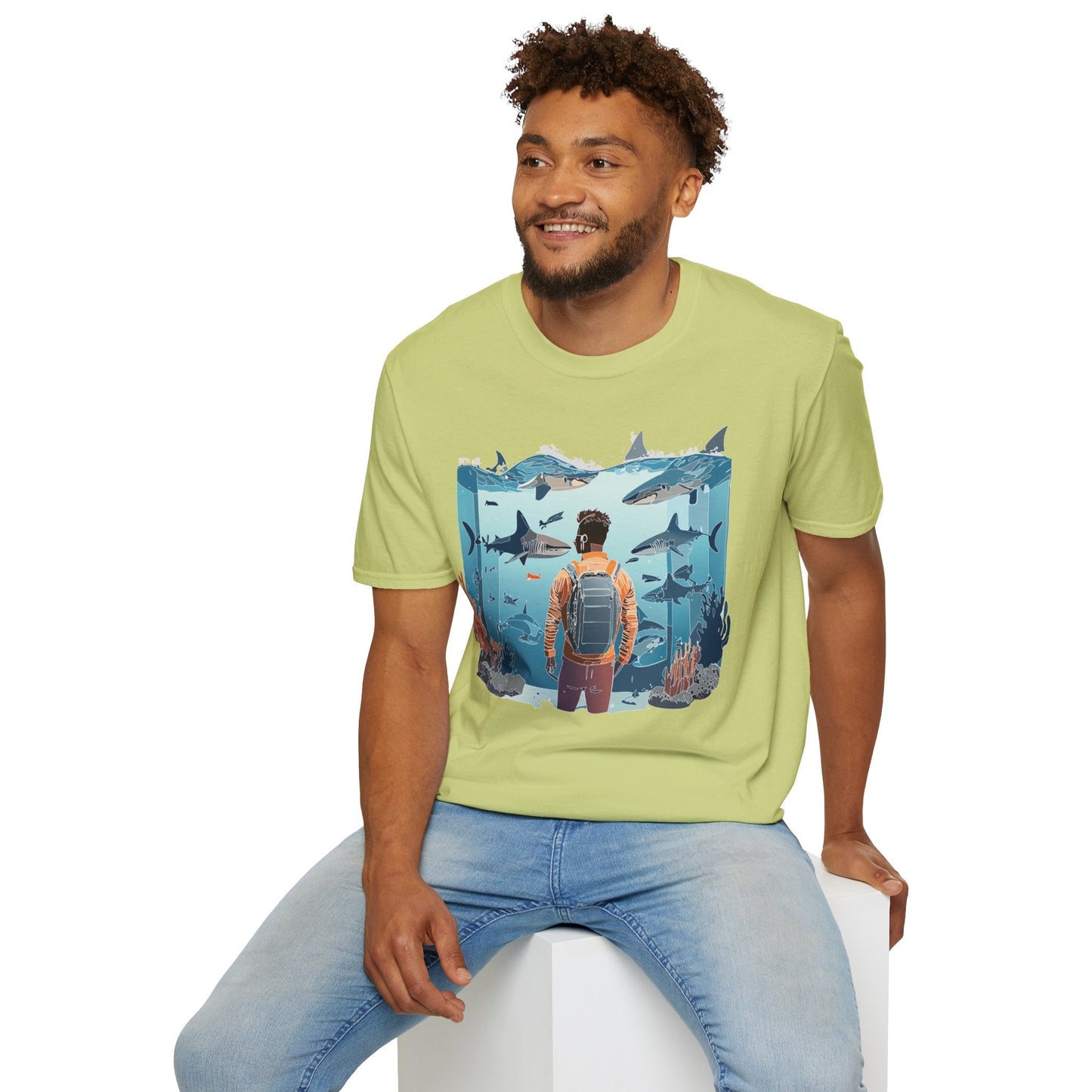 Ocean Themed Unisex Short Sleeve Tee Gildan Softstyle 64000 Ocean Inspired Art Design