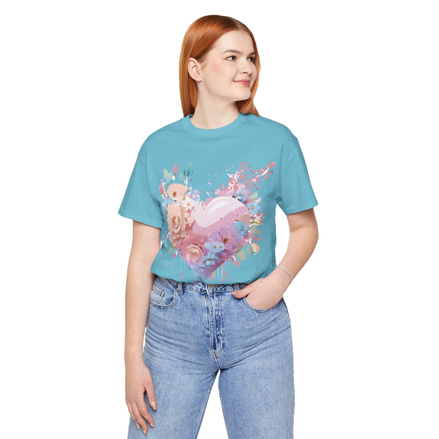 Valentine Day Graphic Unisex 100 Cotton Vintage Artwork with Love and Flower Design Tee 29