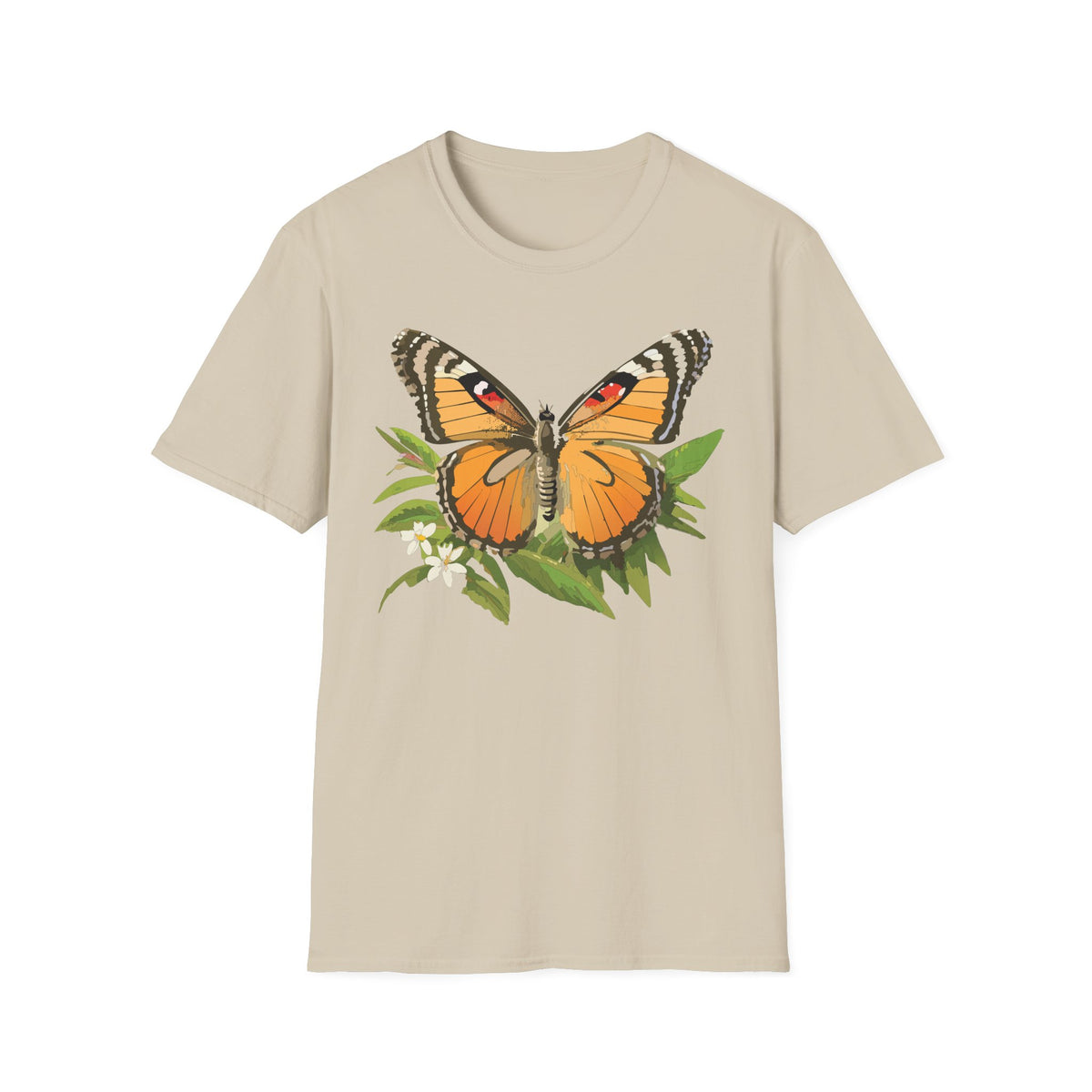 Butterfly Nature T-Shirt — Orange Monarch Illustration Graphic Tee Unisex 100 Cotton Gildan T-Shirt
