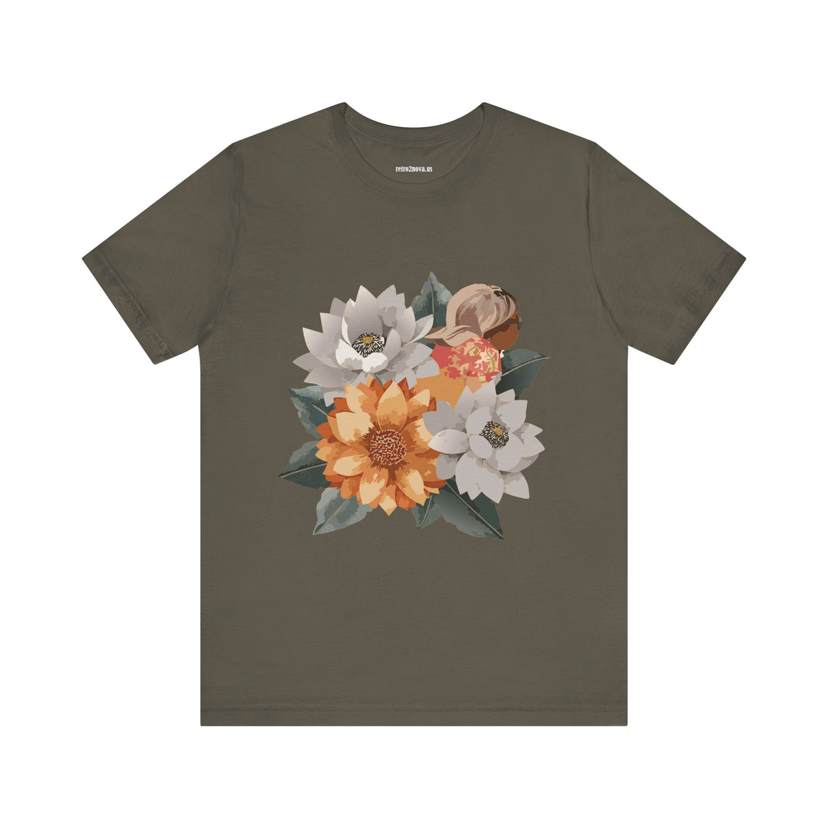 Floral Graphic Unisex Cotton Bella+Canvas Tee with Flowers Design ab102