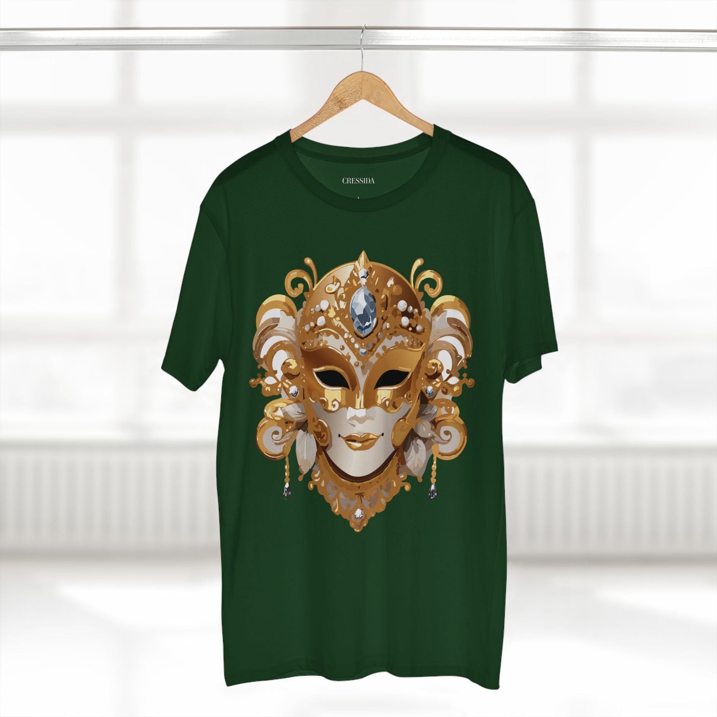 Carnival Mask Graphic T-Shirt Unisex 100 Cotton With Antique Gold Art Design Tee 23