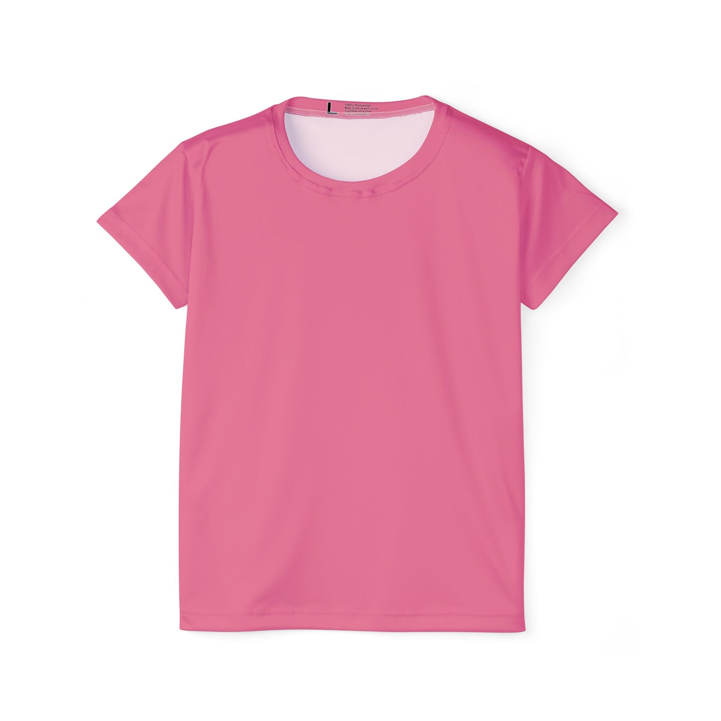 Petal Rouge Pink Women's Sports Jersey Short Sleeves 100% Poly Solid Rose Pink Color Print Athletic Tee